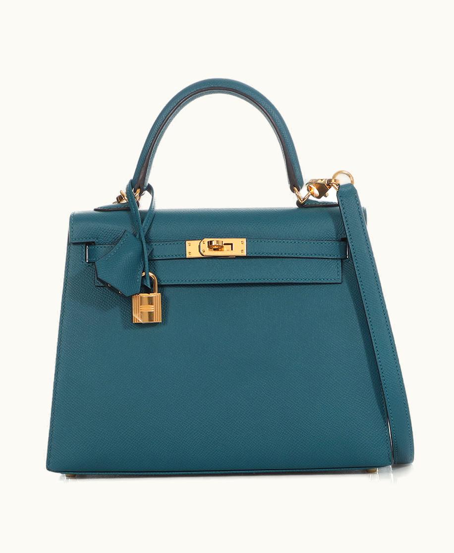 Hermès Hermès Kelly 35cm - Vert Bosphore - Clemence - Retourne - Gold (GHW)