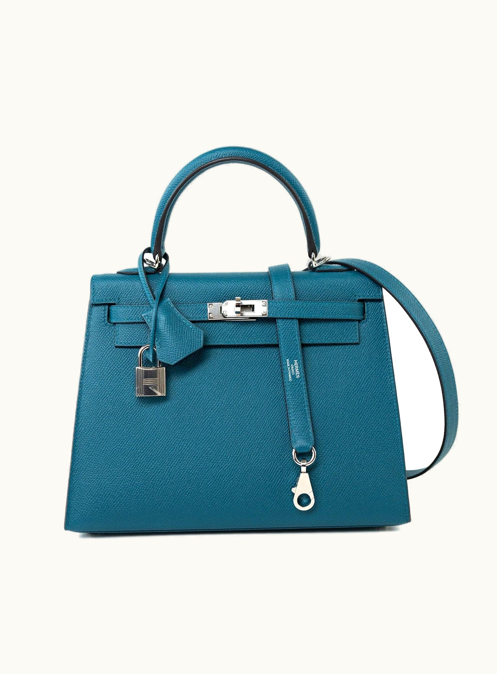 Hermès Hermès Kelly 35cm - Vert Bosphore - Clemence - Sellier - Palladium (PHW)