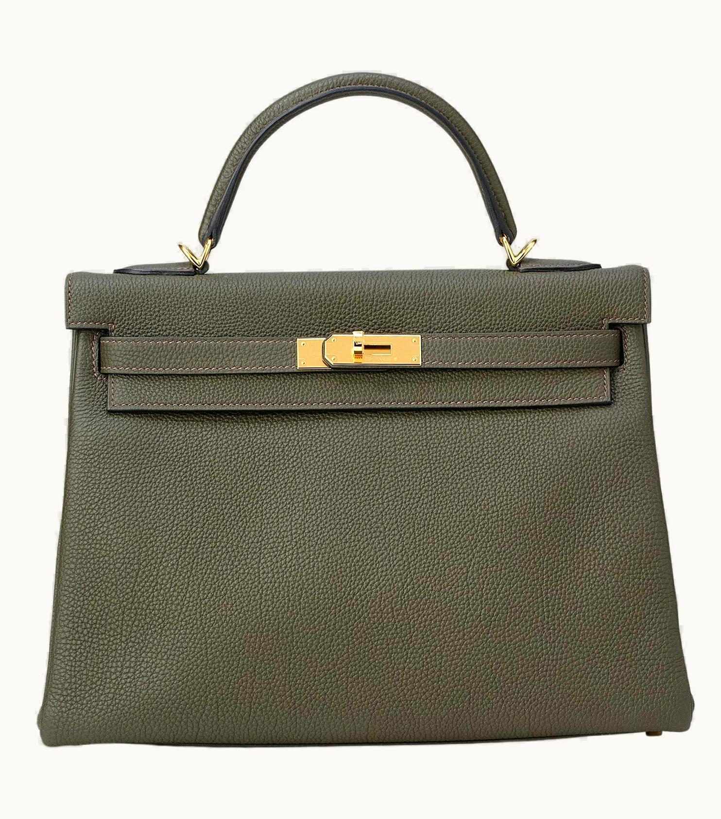 Hermès Hermès Kelly 35cm - Vert de Gris - Clemence - Sellier - Gold (GHW)