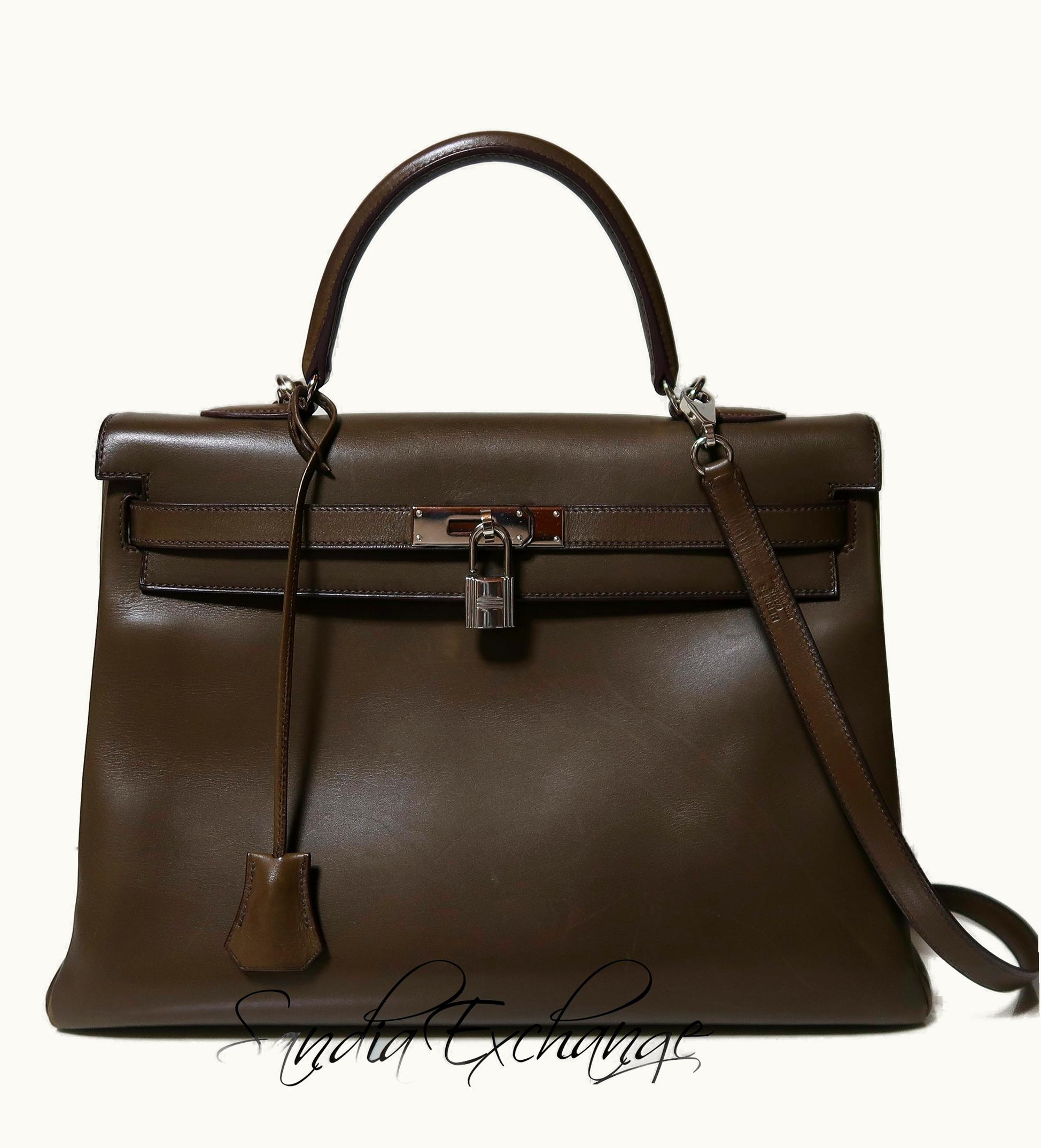 Hermès Hermès Kelly 35cm - Vert Olive - Epsom - Retourne - Palladium (PHW)