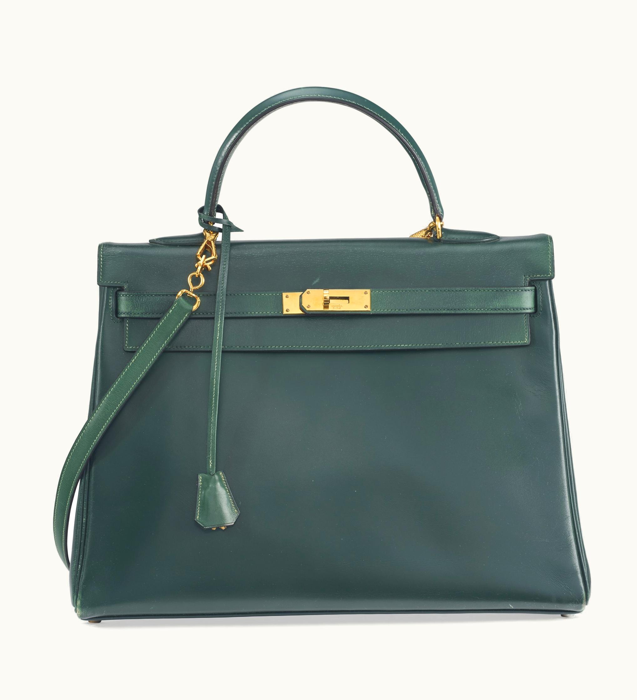 Hermès Hermès Kelly 35cm - Vert Veronese - Swift - Sellier - Palladium (PHW)