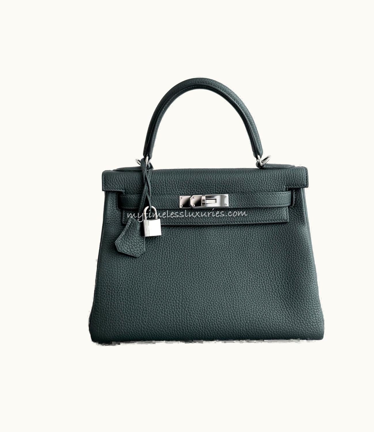 Hermès Hermès Kelly 35cm - Vert Fonce - Clemence - Retourne - Palladium (PHW)