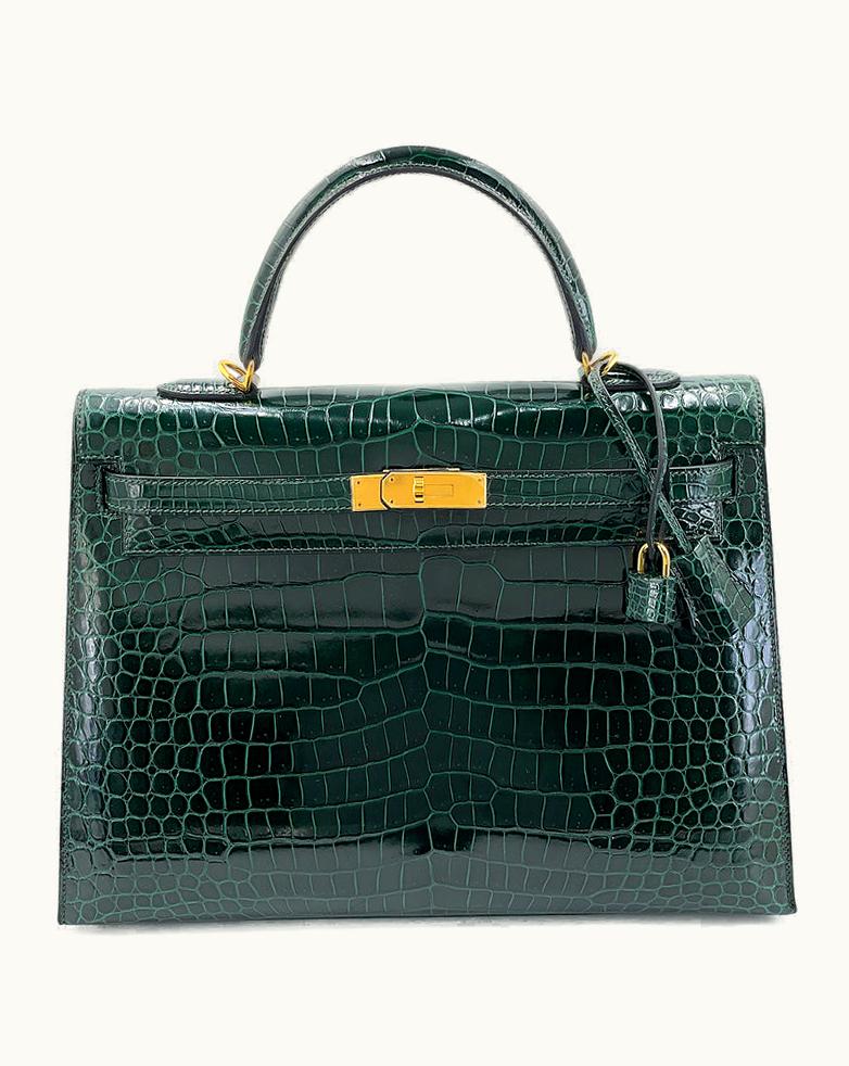 Hermès Hermès Kelly 35cm - Vert Cypress - Swift - Sellier - Gold (GHW)