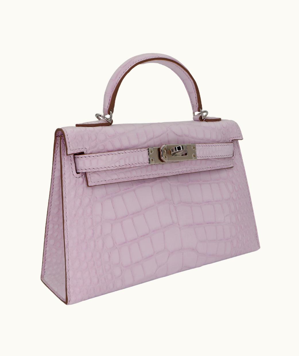 Hermès Hermès Kelly 35cm - Mauve Pale - Swift - Sellier - Palladium (PHW)