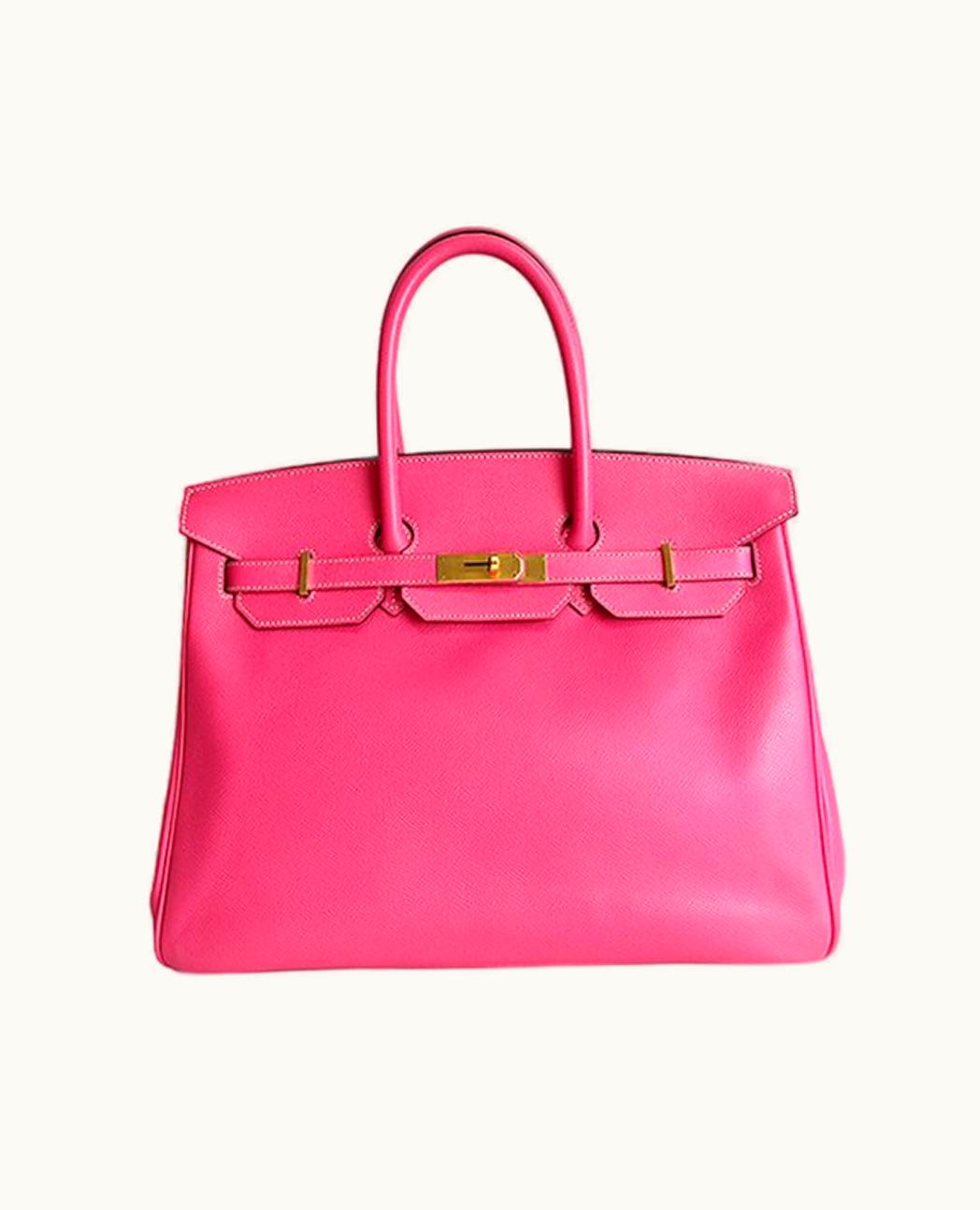 Hermès Hermès Kelly 35cm - Rose Tyrien - Clemence - Sellier - Gold (GHW)