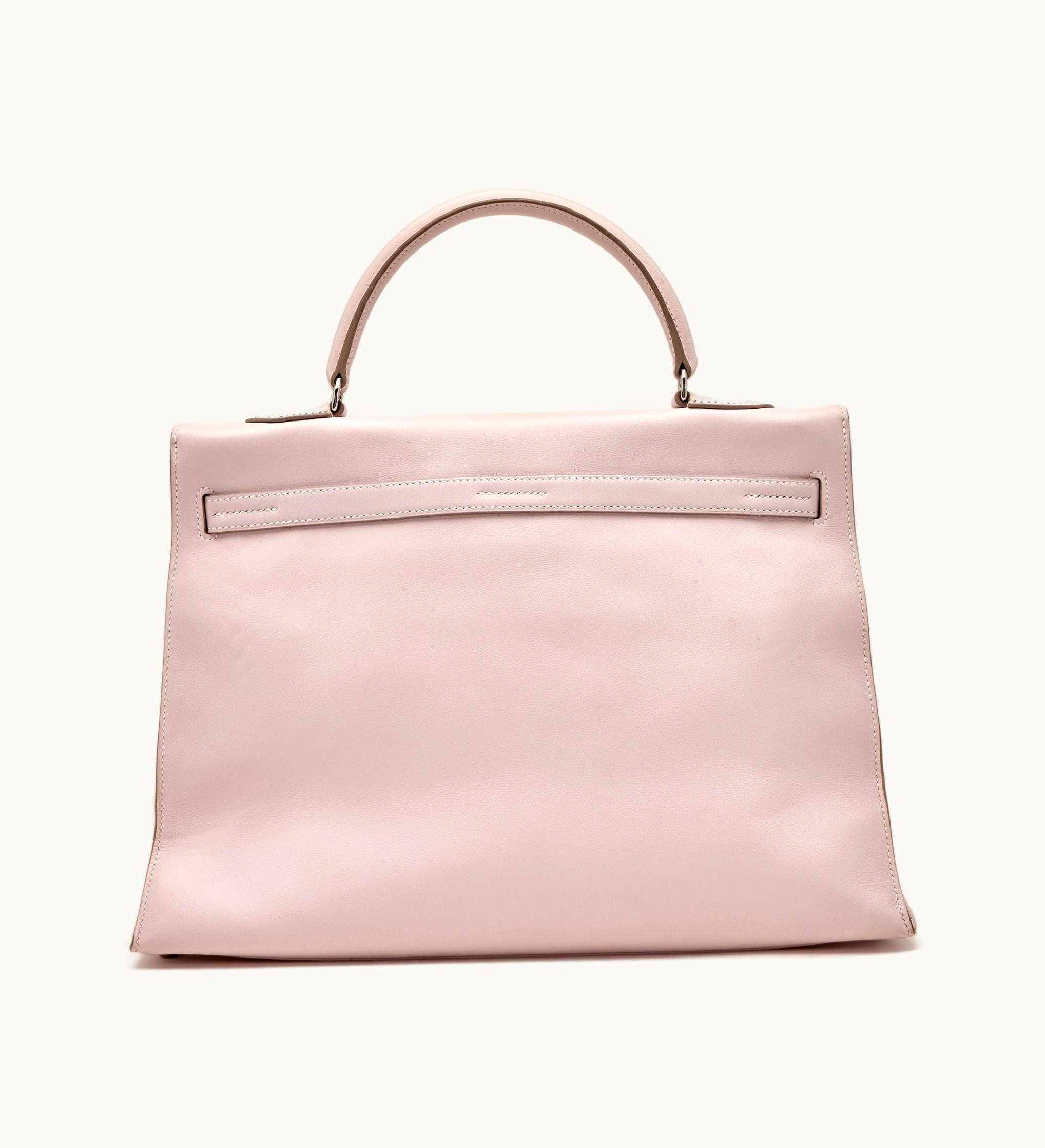 Hermès Hermès Kelly 35cm - Rose Dragee - Swift - Retourne - Palladium (PHW)