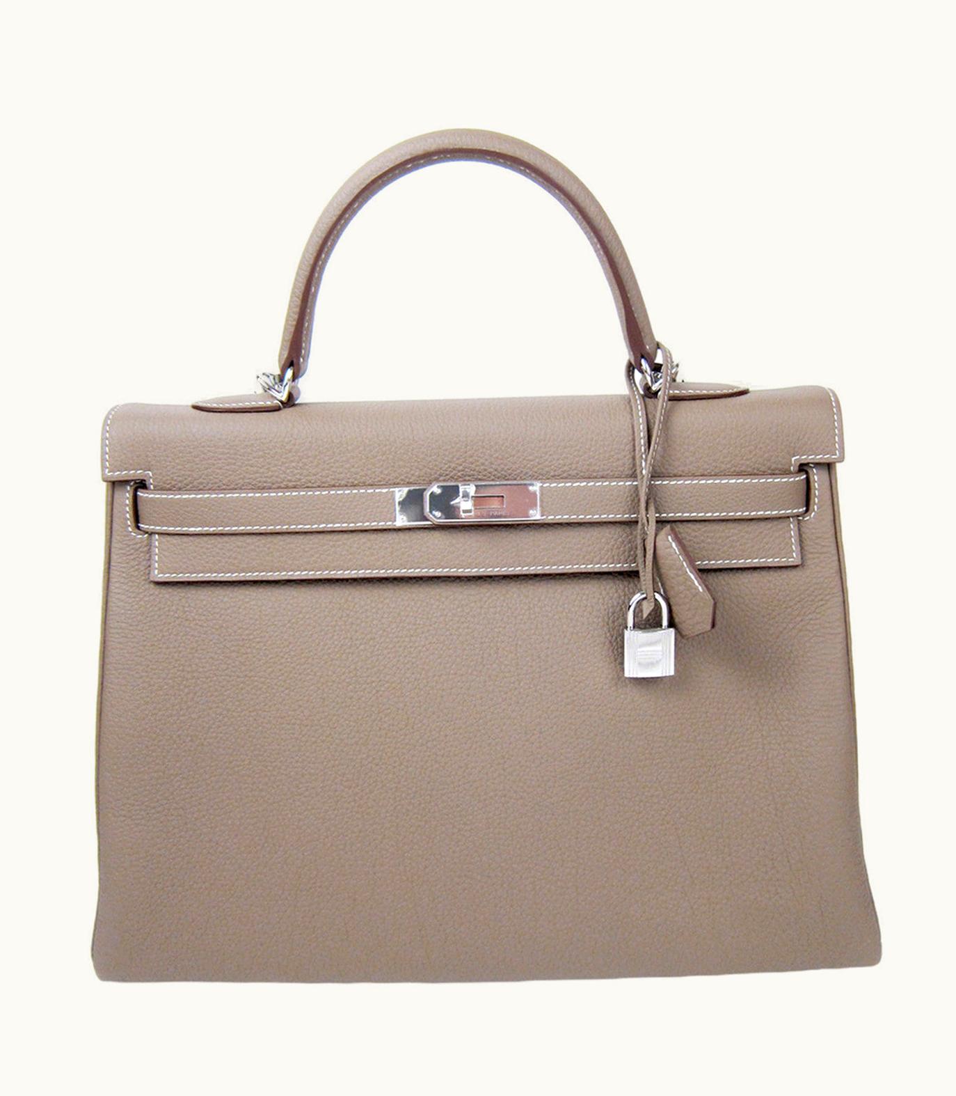 Hermès Hermès Kelly 35cm - Etoupe - Swift - Retourne - Palladium (PHW)