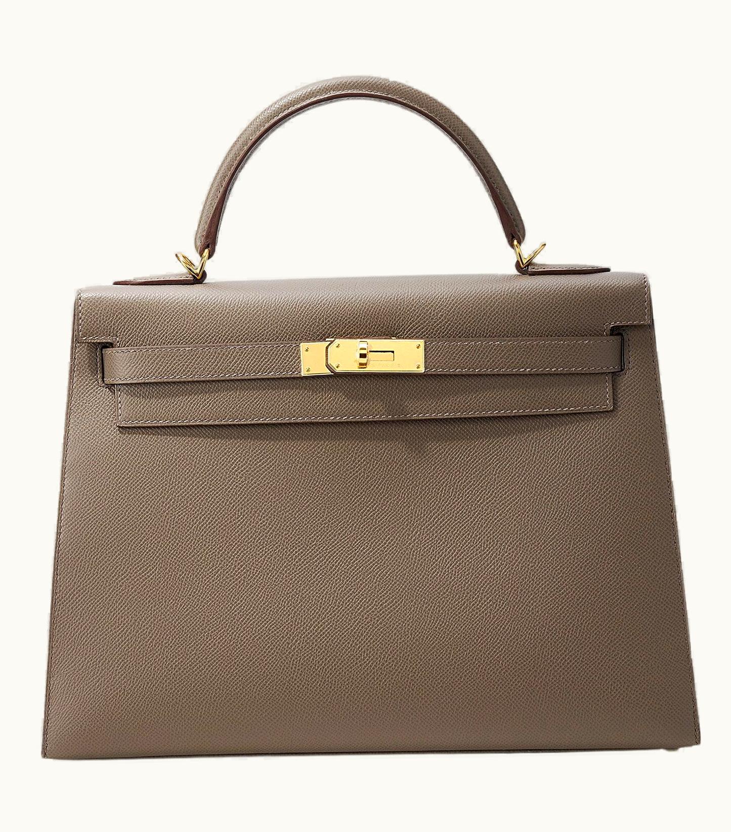 Hermès Hermès Kelly 35cm - Etain - Togo - Sellier - Gold (GHW)