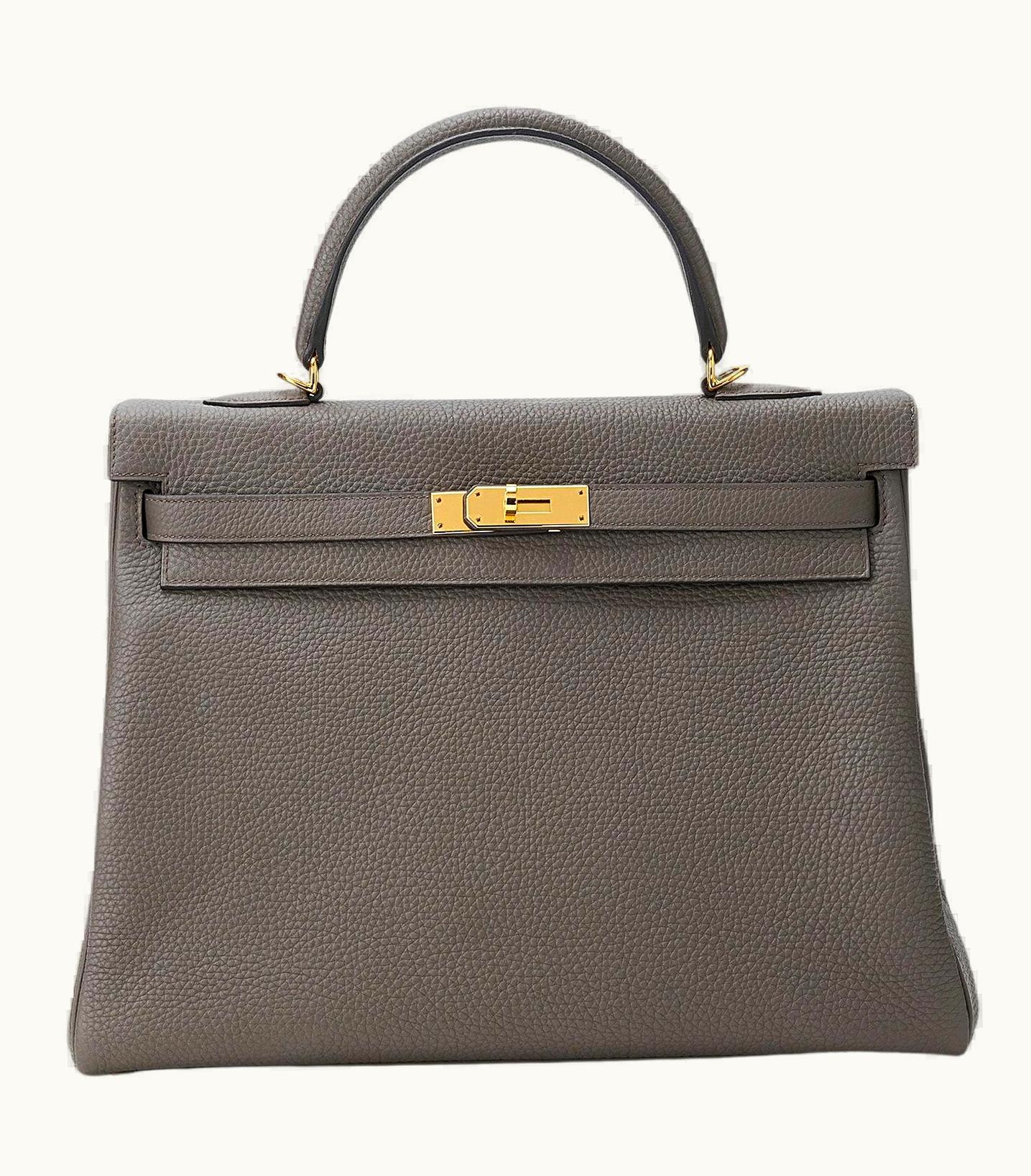Hermès Hermès Kelly 35cm - Etain - Swift - Retourne - Gold (GHW)