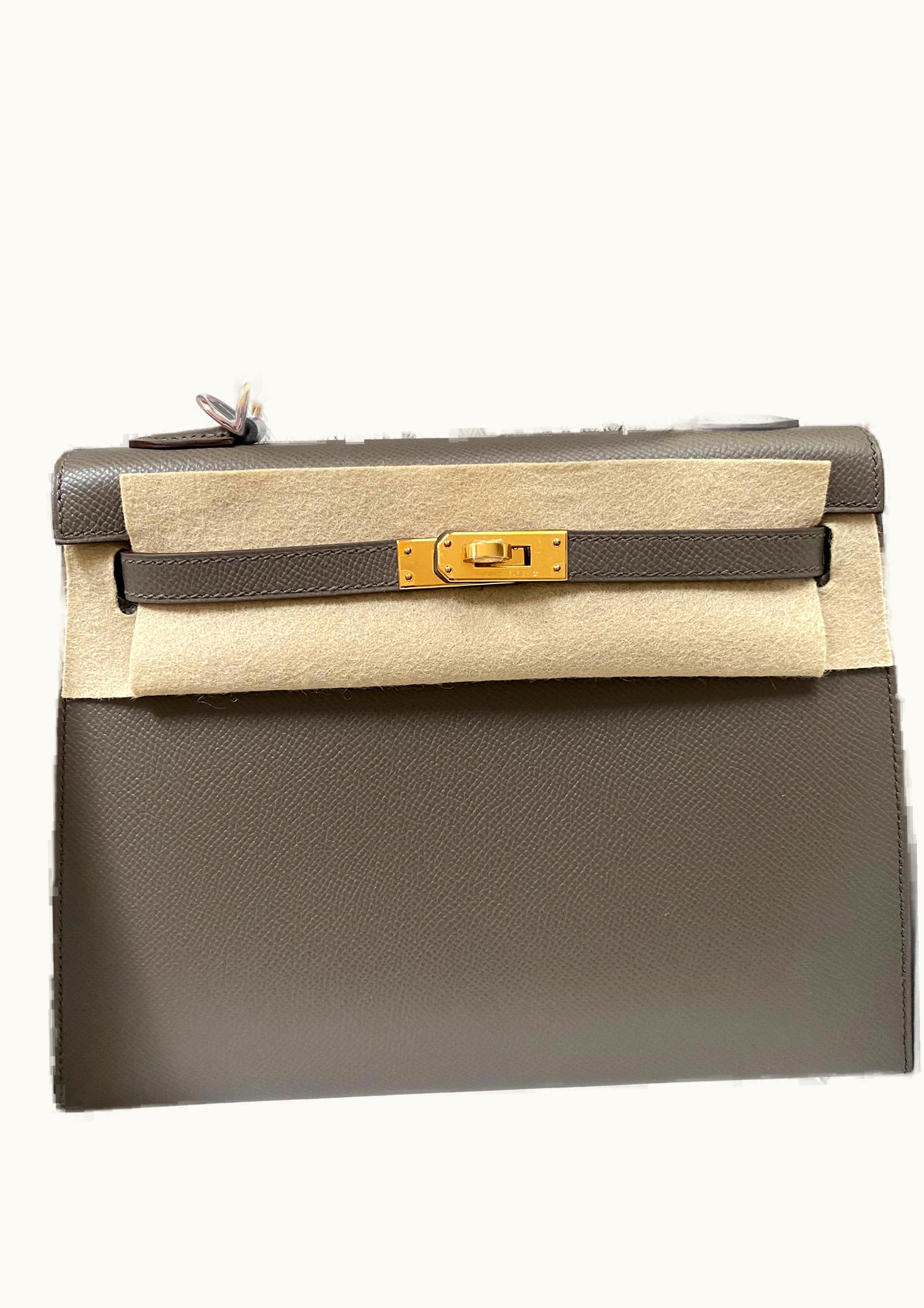 Hermès Hermès Kelly 35cm - Gris Meyer - Clemence - Retourne - Gold (GHW)