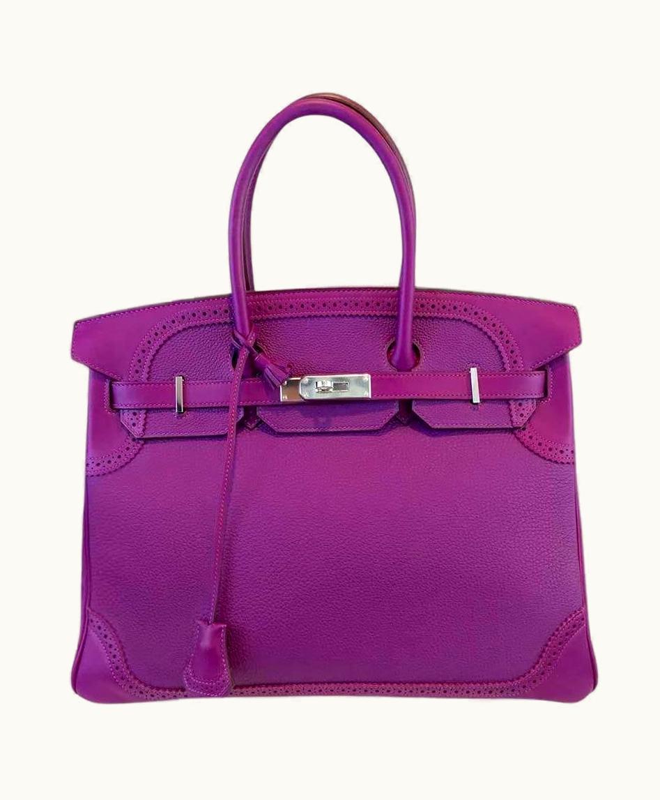 Hermès Hermès Kelly 35cm - Anemone - Clemence - Retourne - Palladium (PHW)