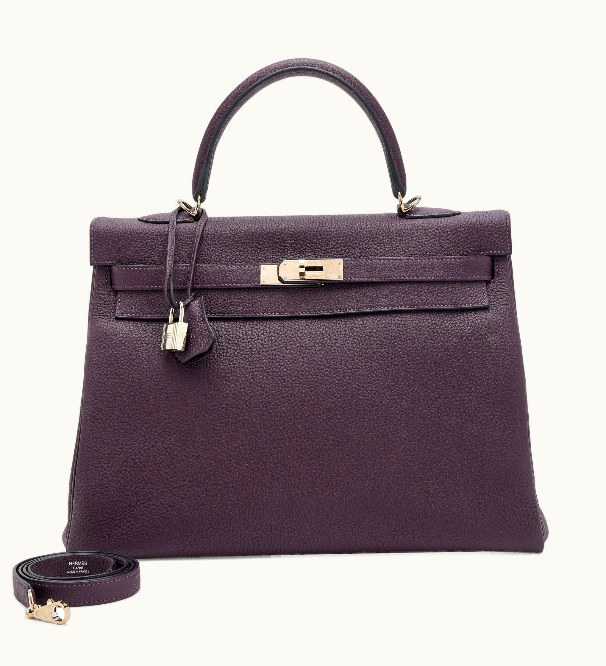 Hermès Hermès Kelly 35cm - Raisin - Swift - Sellier - Palladium (PHW)