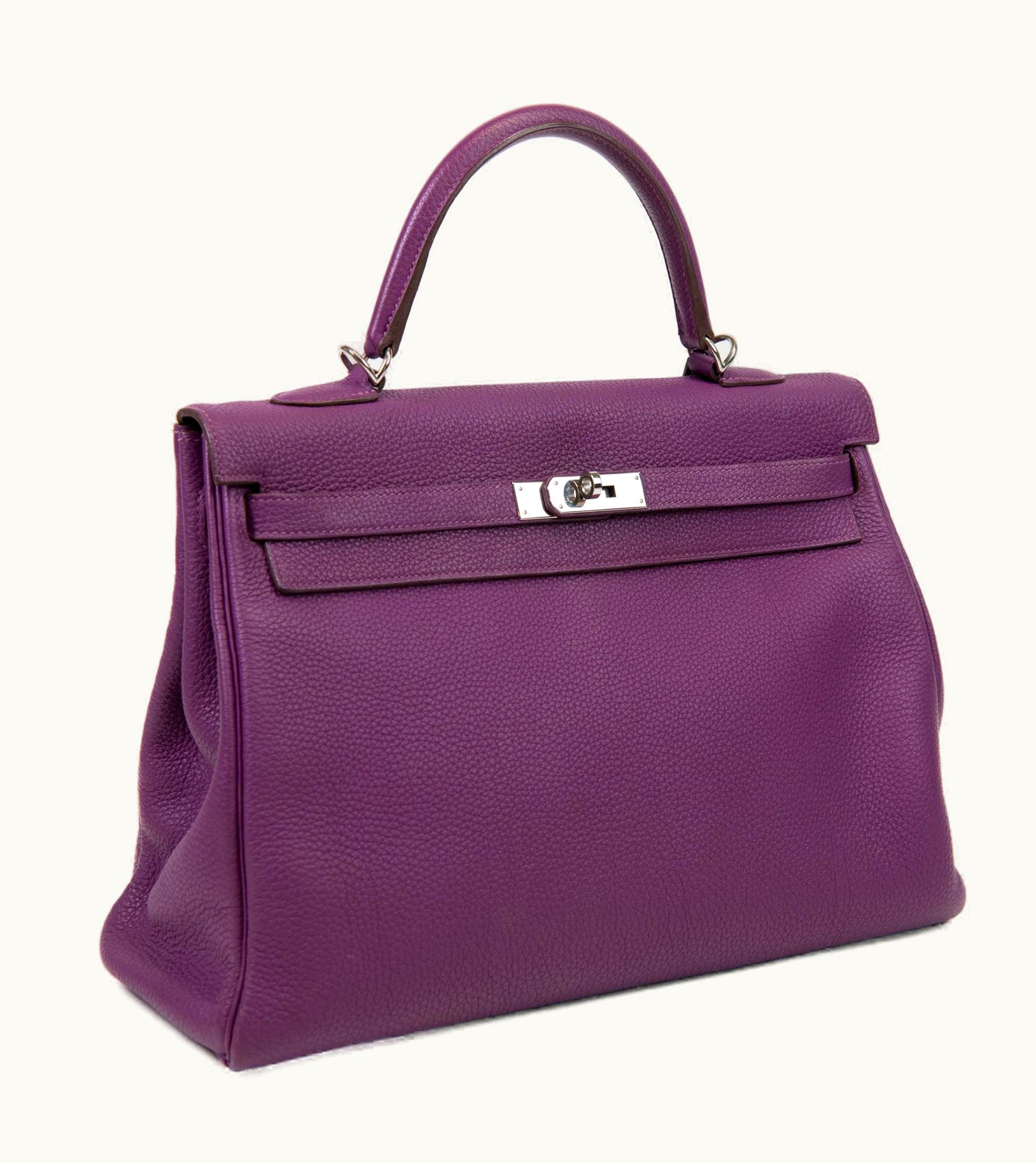 Hermès Hermès Kelly 35cm - Ultraviolet - Clemence - Retourne - Palladium (PHW)