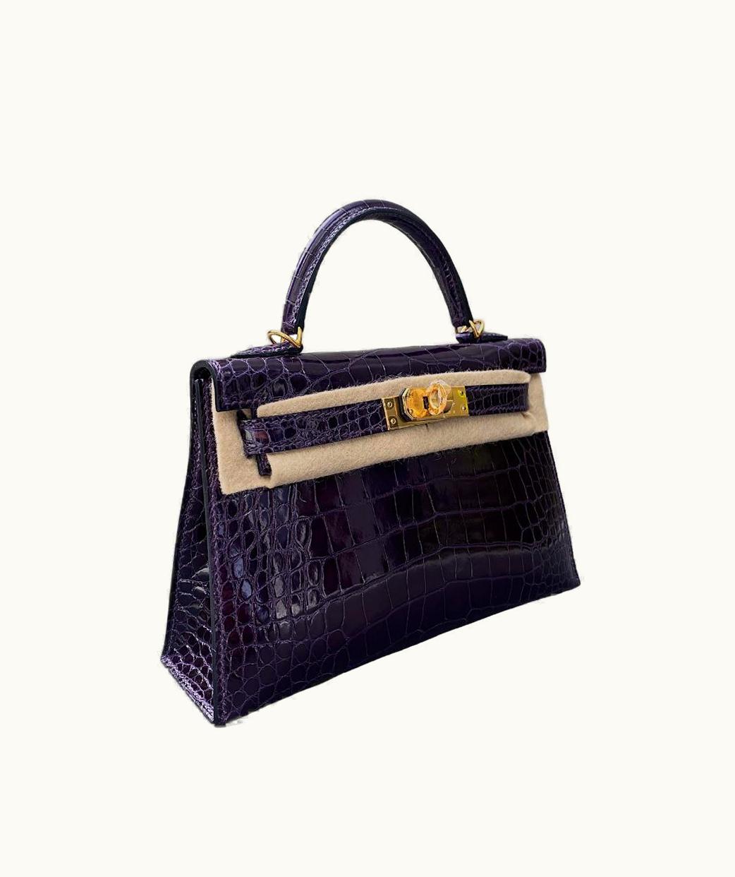 Hermès Hermès Kelly 35cm - Amethyst - Swift - Sellier - Gold (GHW)