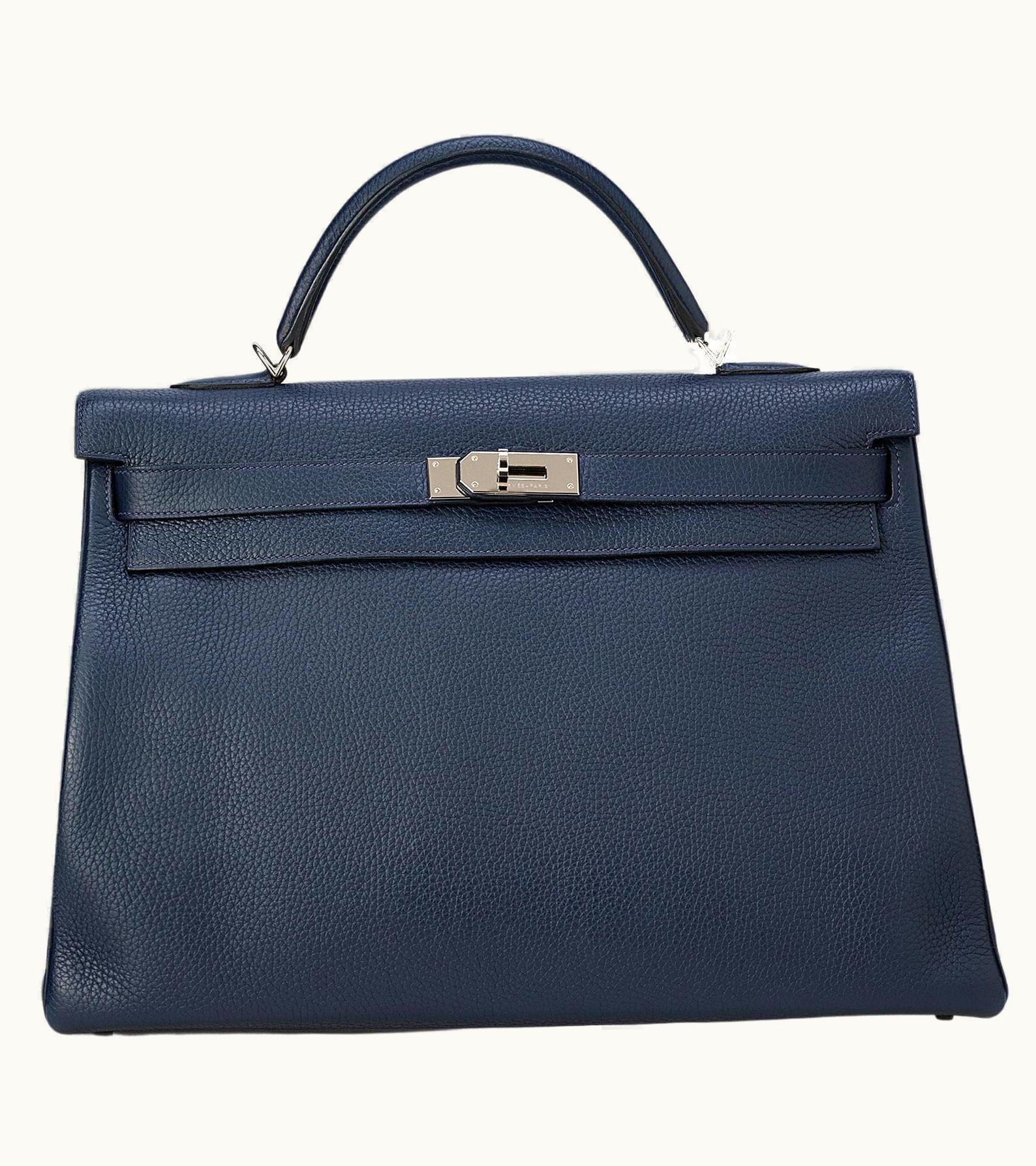 Hermès Hermès Kelly 40cm - Bleu Nuit - Swift - Sellier - Palladium (PHW)