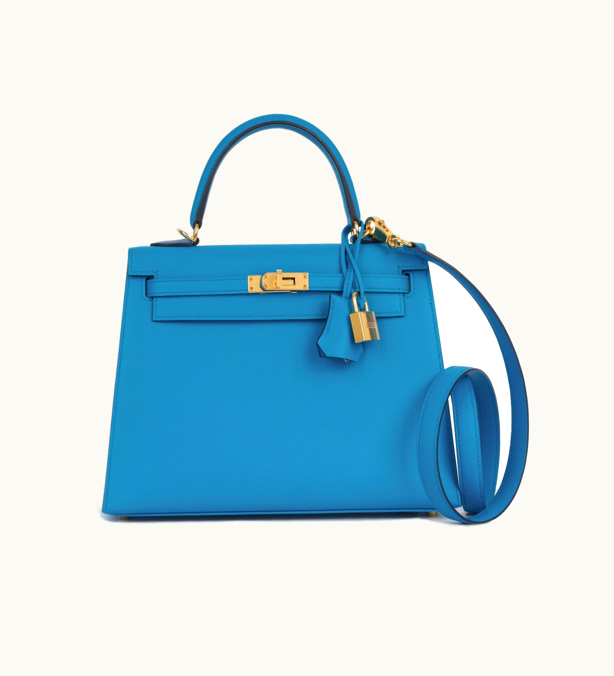 Hermès Hermès Kelly 40cm - Bleu Frida - Clemence - Retourne - Gold (GHW)