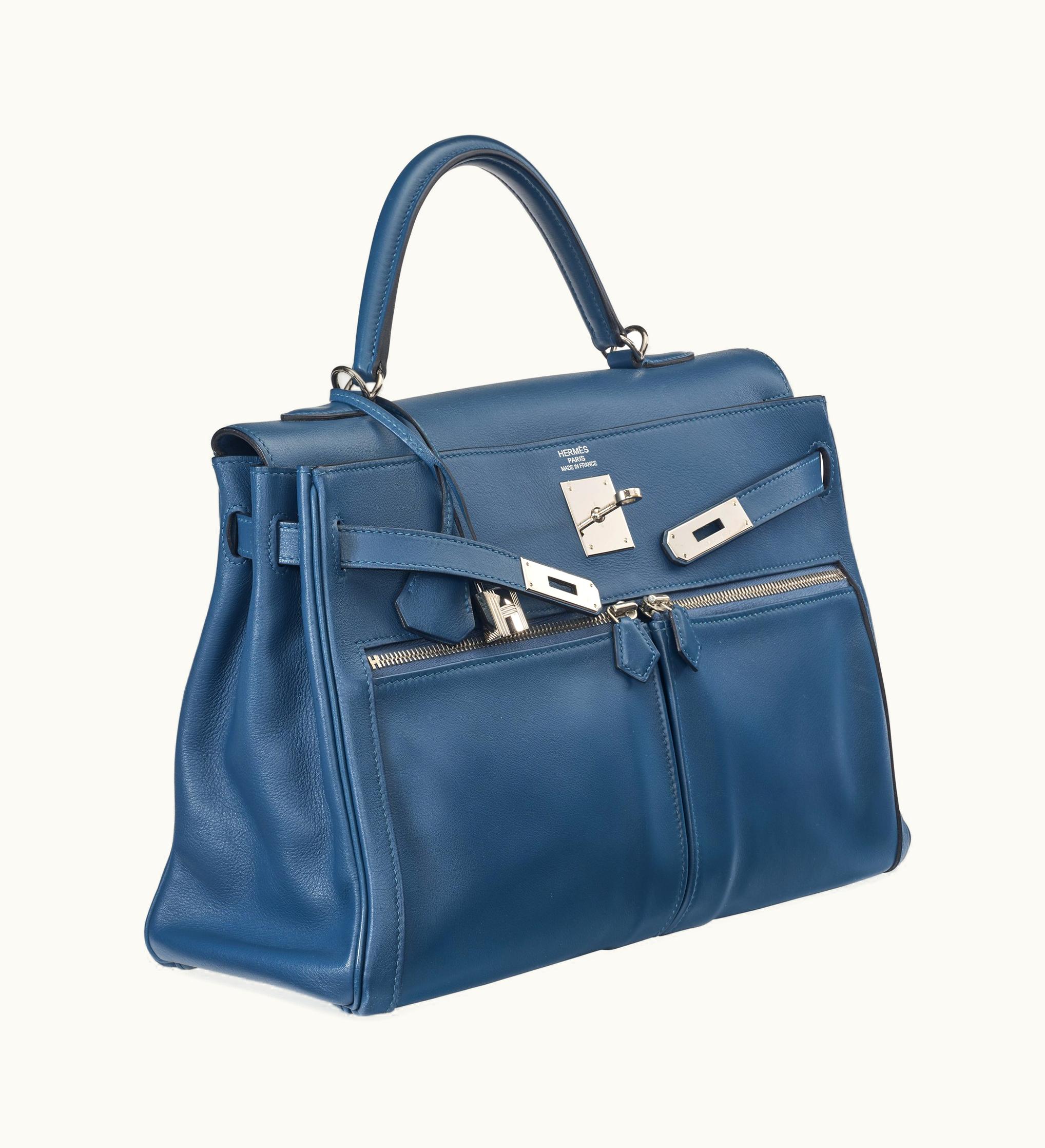 Hermès Hermès Kelly 40cm - Bleu Thalassa - Epsom - Sellier - Palladium (PHW)