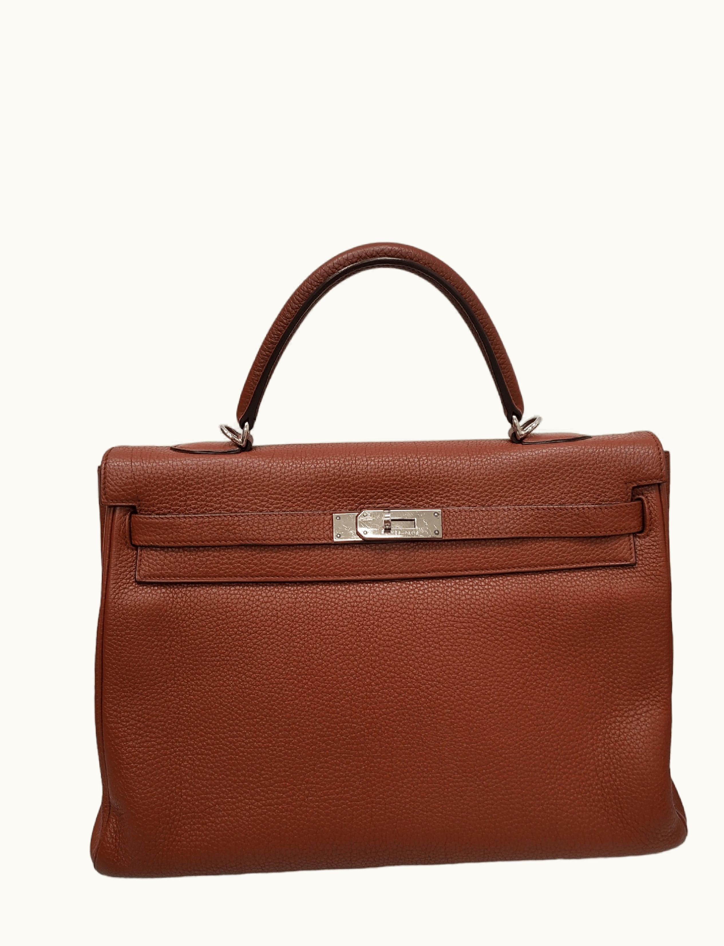 Hermès Hermès Kelly 40cm - Sienne - Clemence - Retourne - Palladium (PHW)