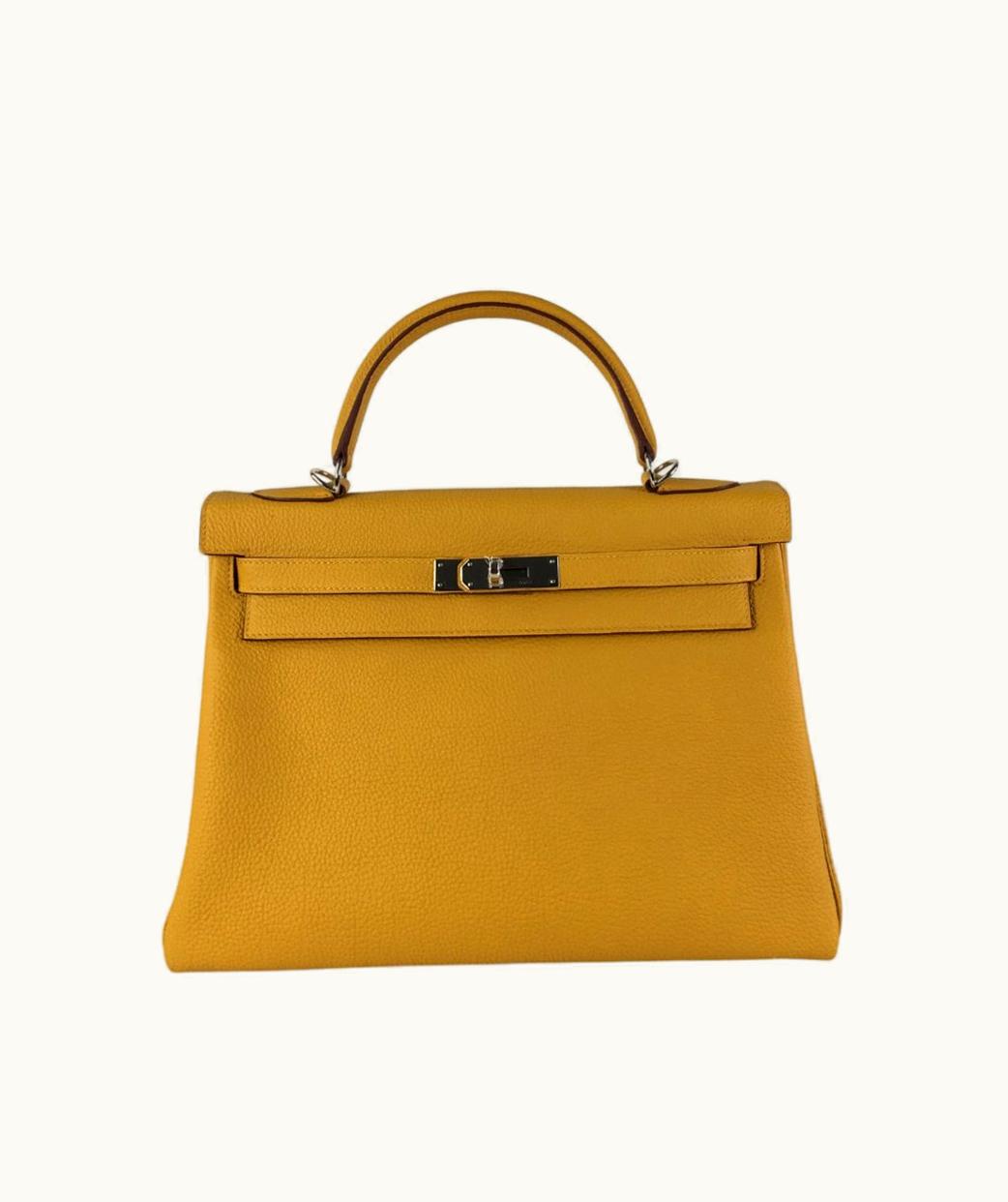Hermès Hermès Kelly 40cm - Curry - Clemence - Sellier - Palladium (PHW)