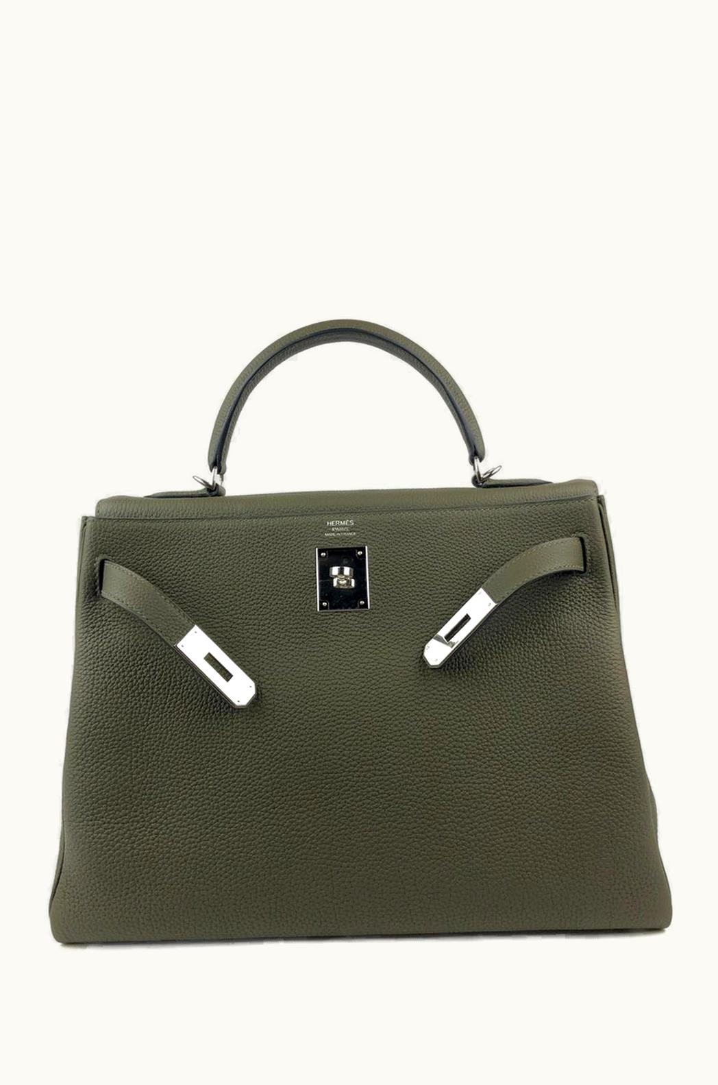 Hermès Kelly 40cm - Vert Maquis - Togo - Retourne - Palladium (PHW)