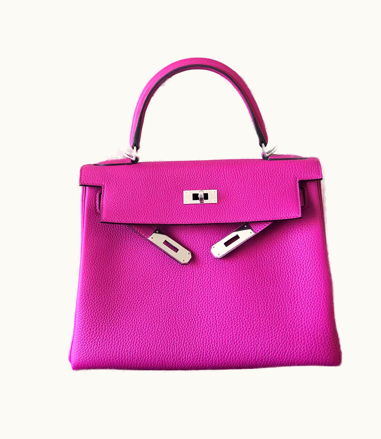 Hermès Kelly 40cm - Rose Pourpre - Swift - Retourne - Palladium (PHW)