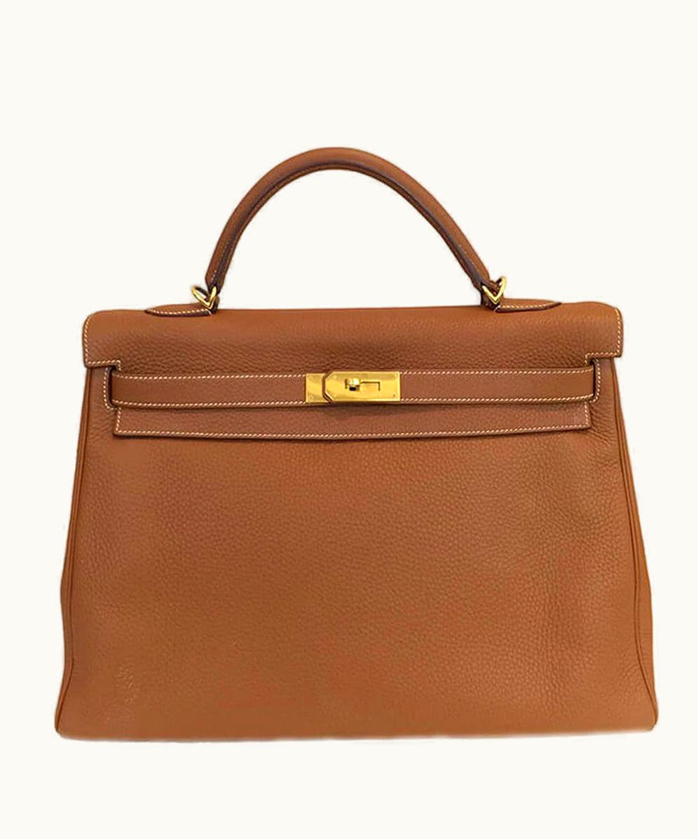 Hermès Kelly 40cm - Gold - Clemence - Retourne - Gold (GHW)