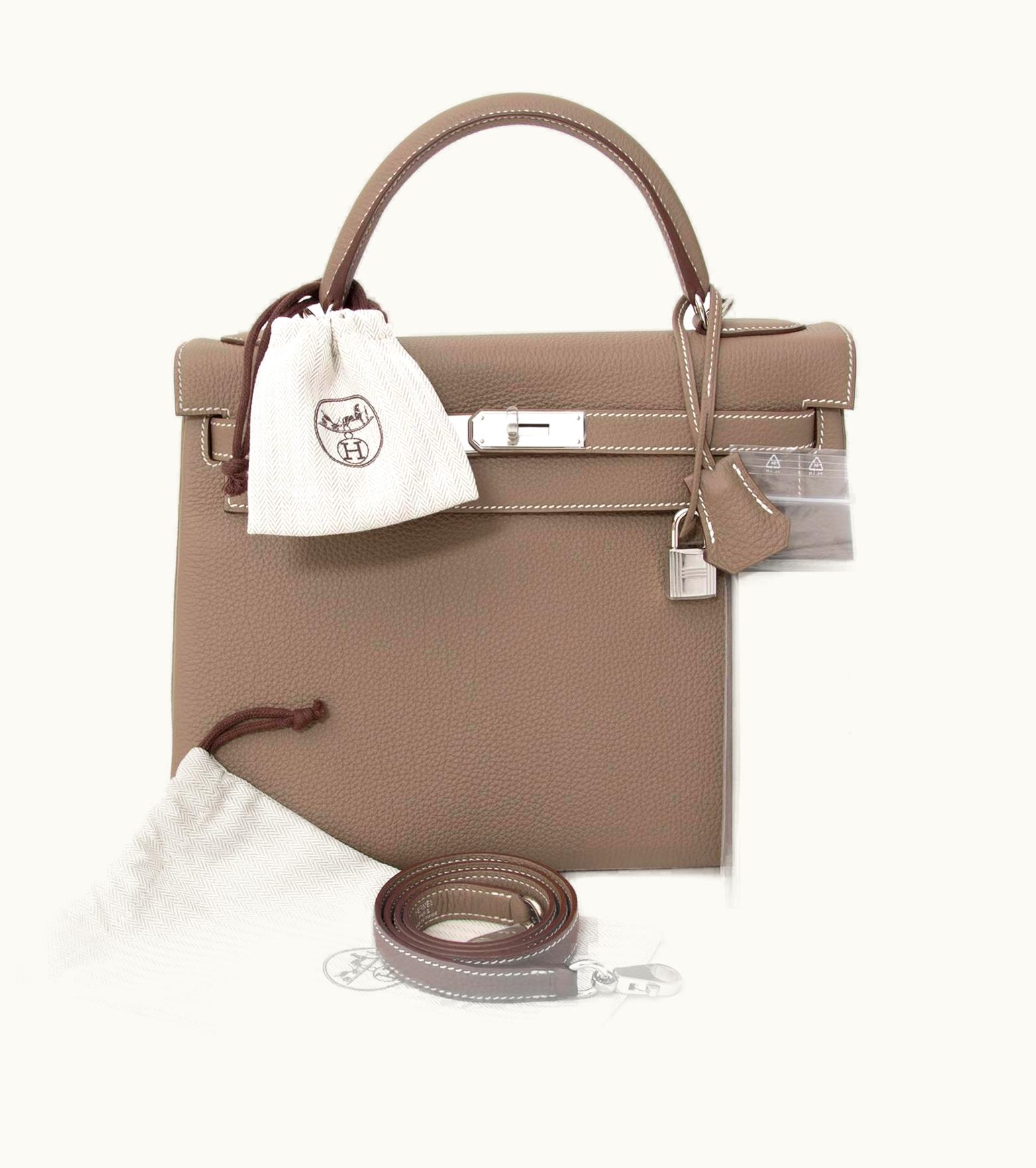 Hermès Kelly 40cm - Etoupe - Togo - Retourne - Palladium (PHW)