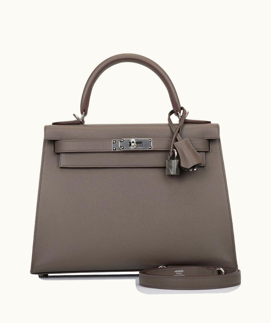 Hermès Kelly 40cm - Etain - Togo - Sellier - Palladium (PHW)