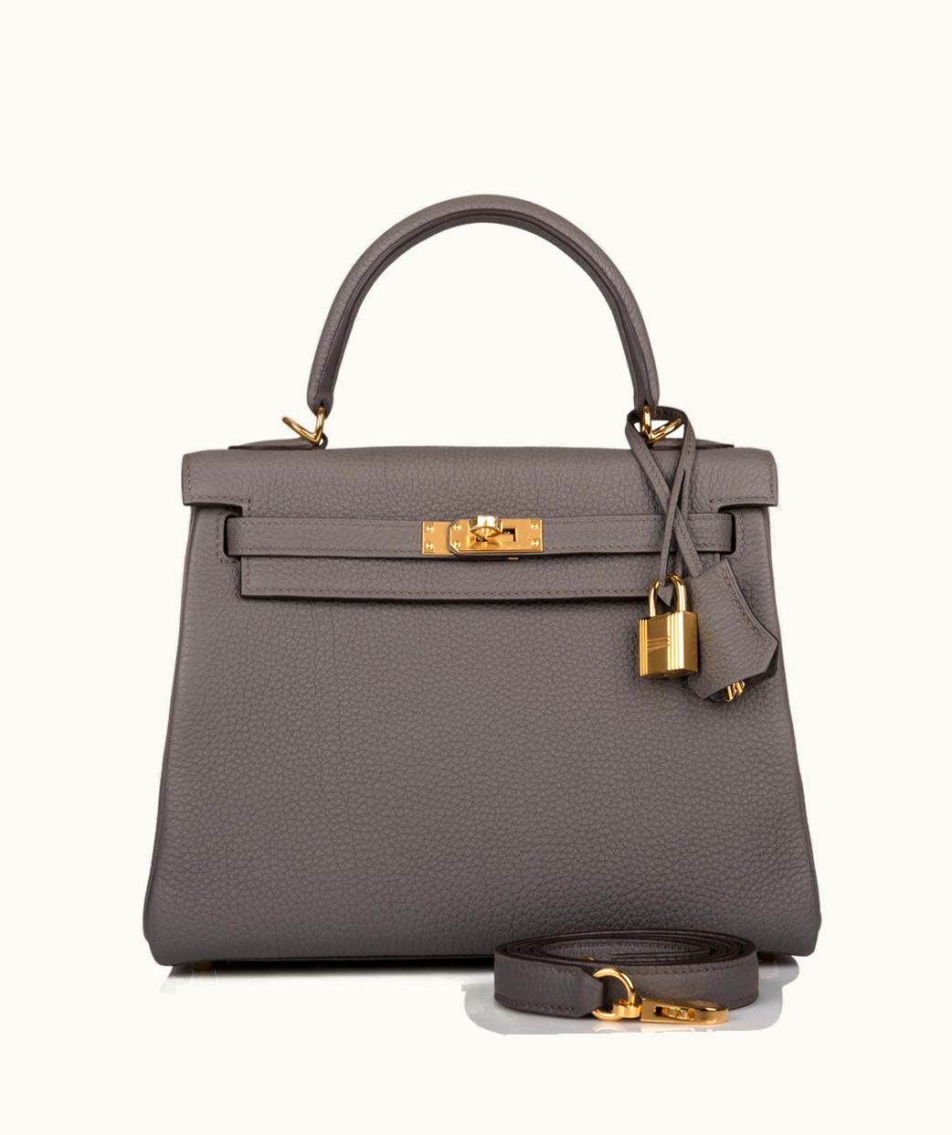 Hermès Kelly 40cm - Etain - Swift - Retourne - Gold (GHW)