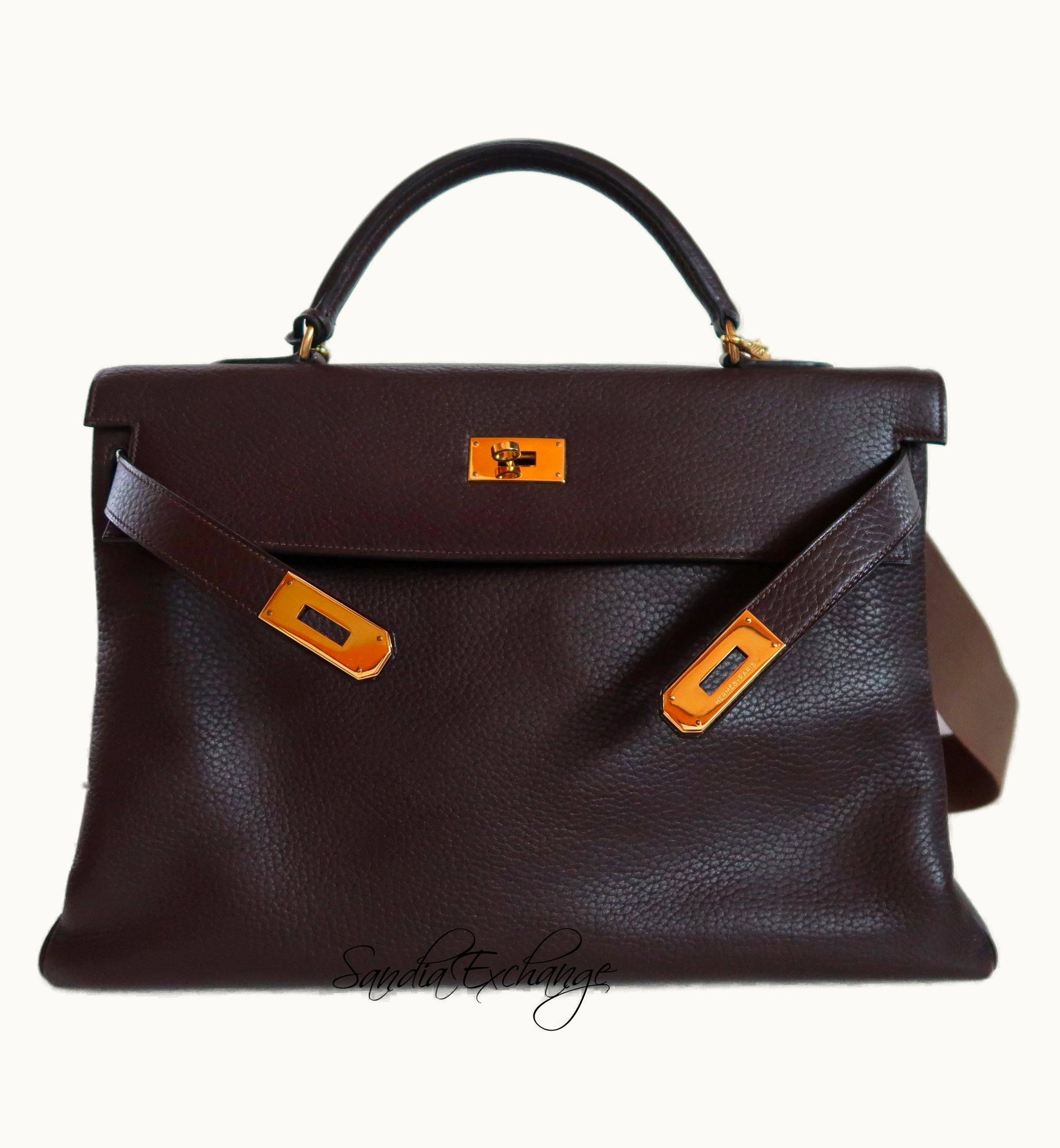 Hermès Kelly 40cm - Havane - Clemence - Retourne - Gold (GHW)