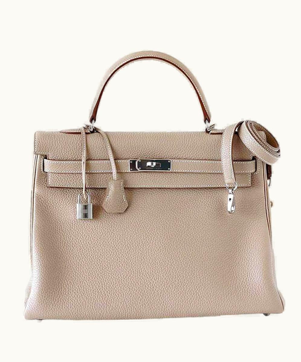 Hermès Kelly 40cm - Argile - Epsom - Retourne - Palladium (PHW)