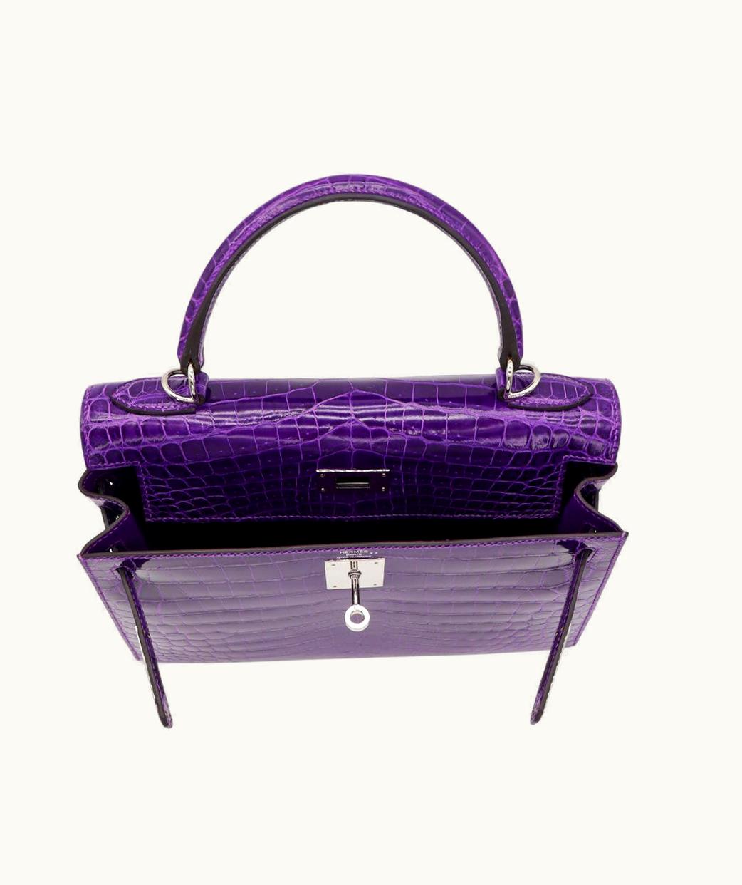 Hermès Kelly 40cm - Violet - Clemence - Sellier - Palladium (PHW)