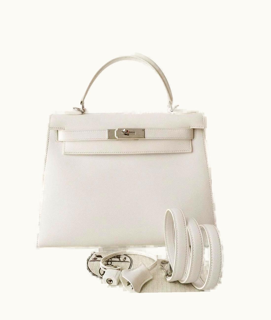 Hermès Kelly 40cm - Blanc - Epsom - Retourne - Palladium (PHW)