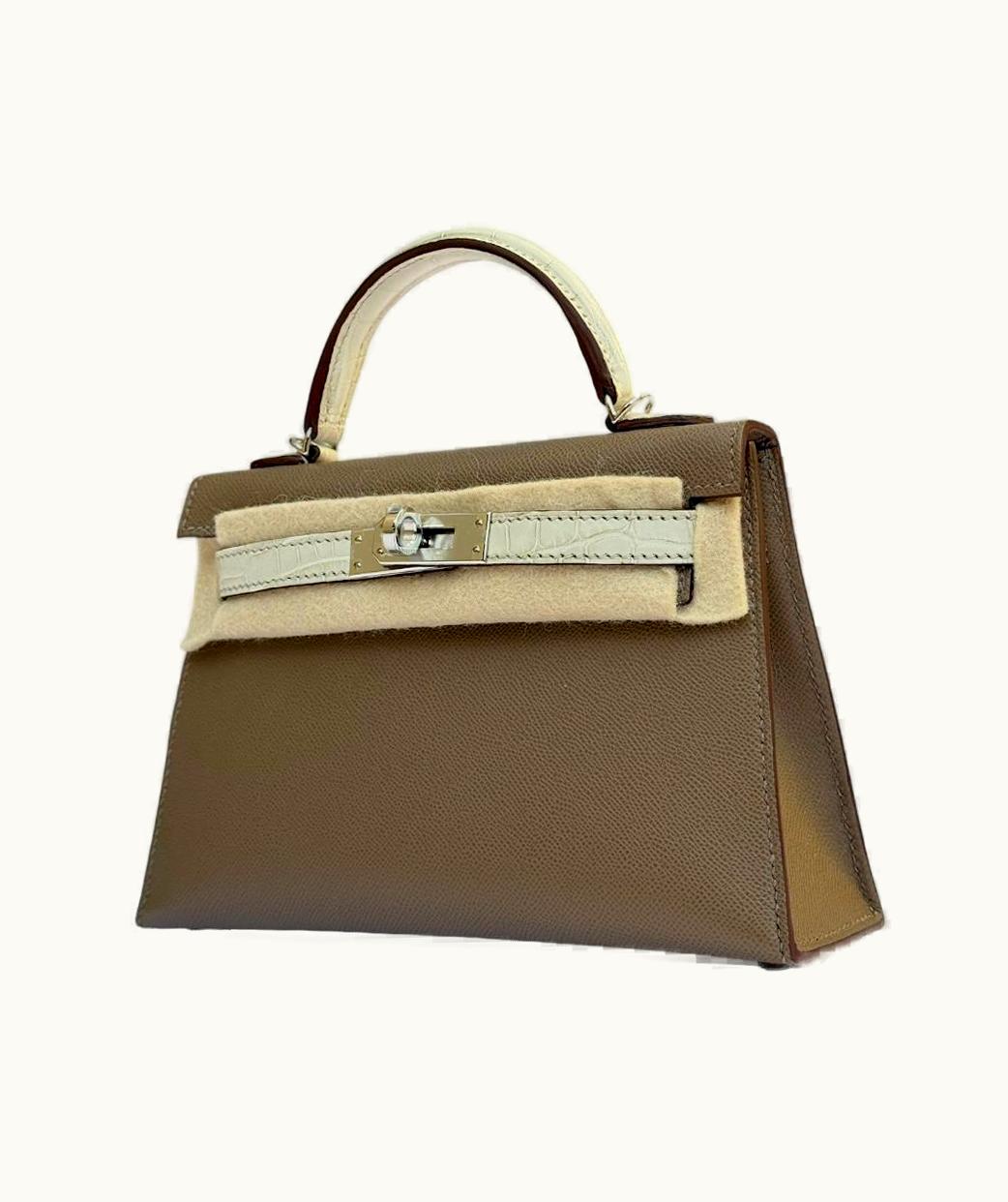 Hermès Kelly 40cm - Beton - Togo - Sellier - Palladium (PHW)