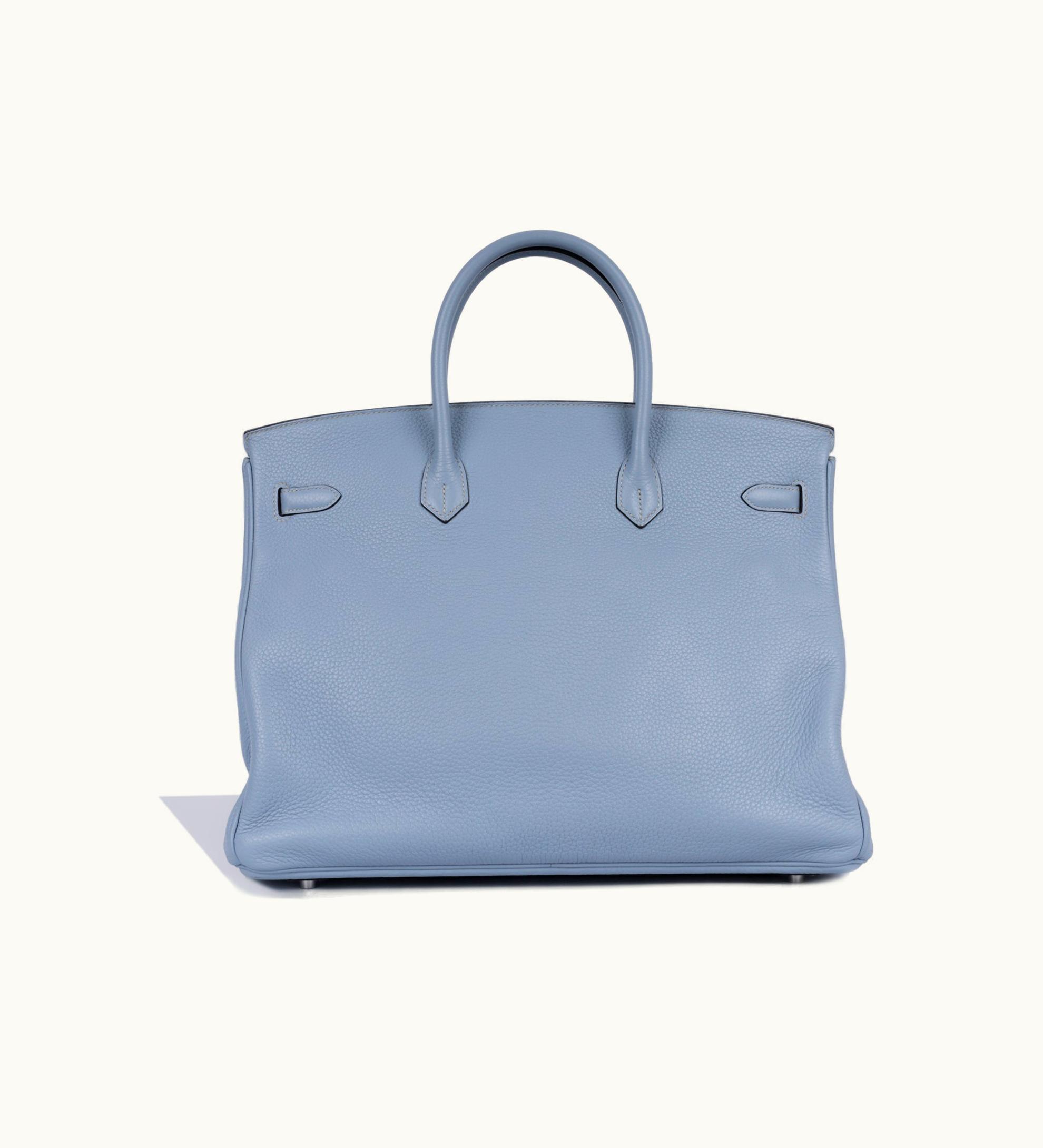 Hermès Kelly 40cm - Bleu Lin - Clemence - Retourne - Palladium (PHW)
