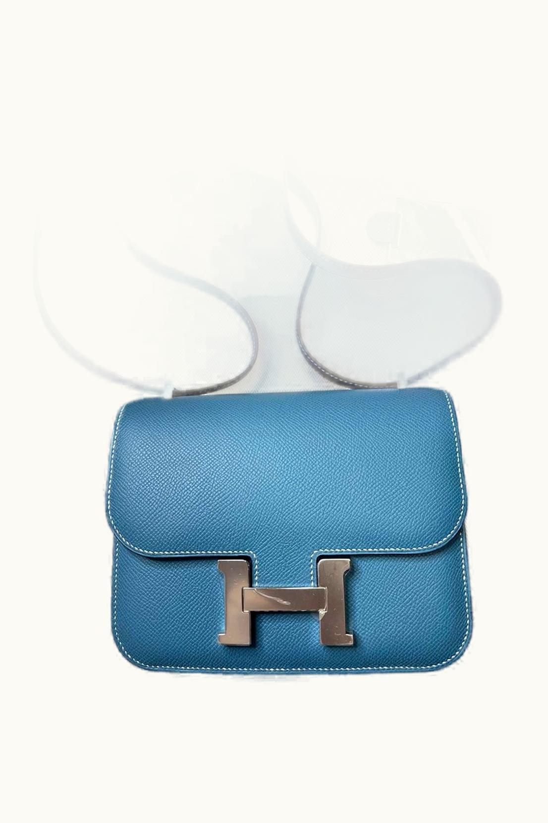 Hermès Constance Mini 18 - Bleu Jean - Epsom - Palladium (PHW)
