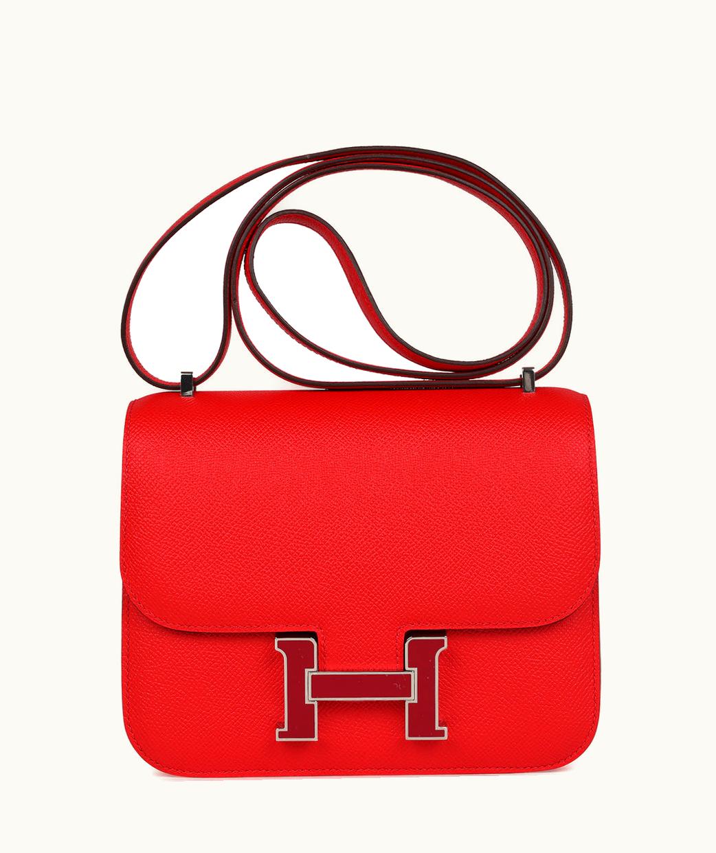 Hermès Constance Mini 18 - Rouge de Coeur - Swift - Palladium (PHW)