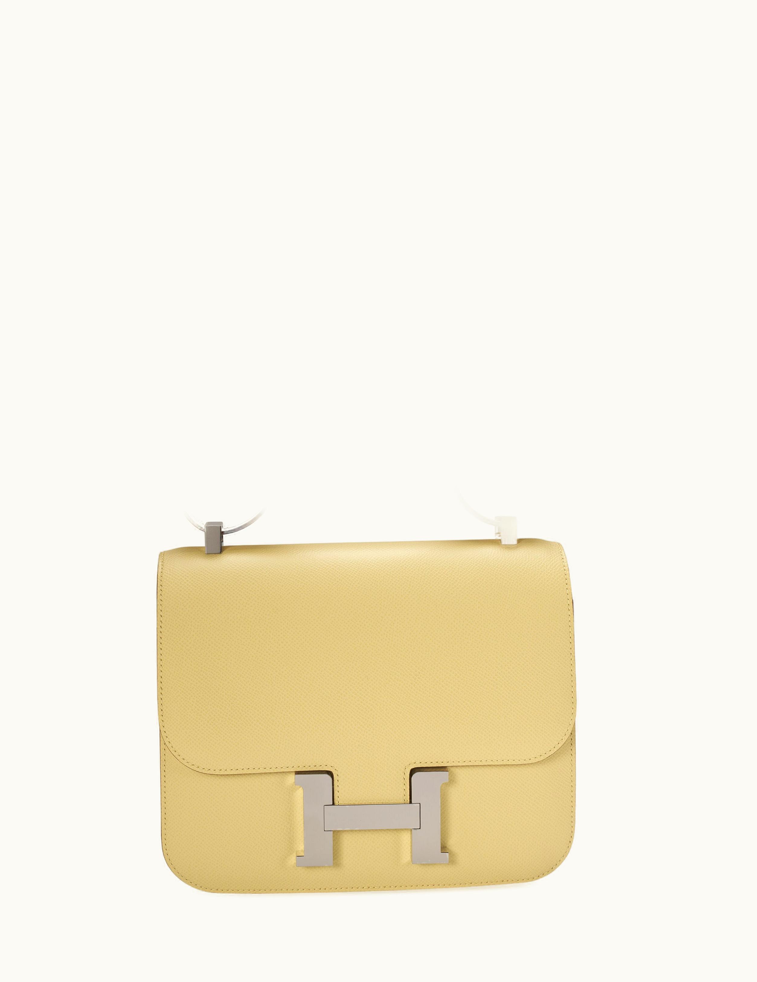 Hermès Constance Mini 18 - Jaune Poussin - Swift - Palladium (PHW)