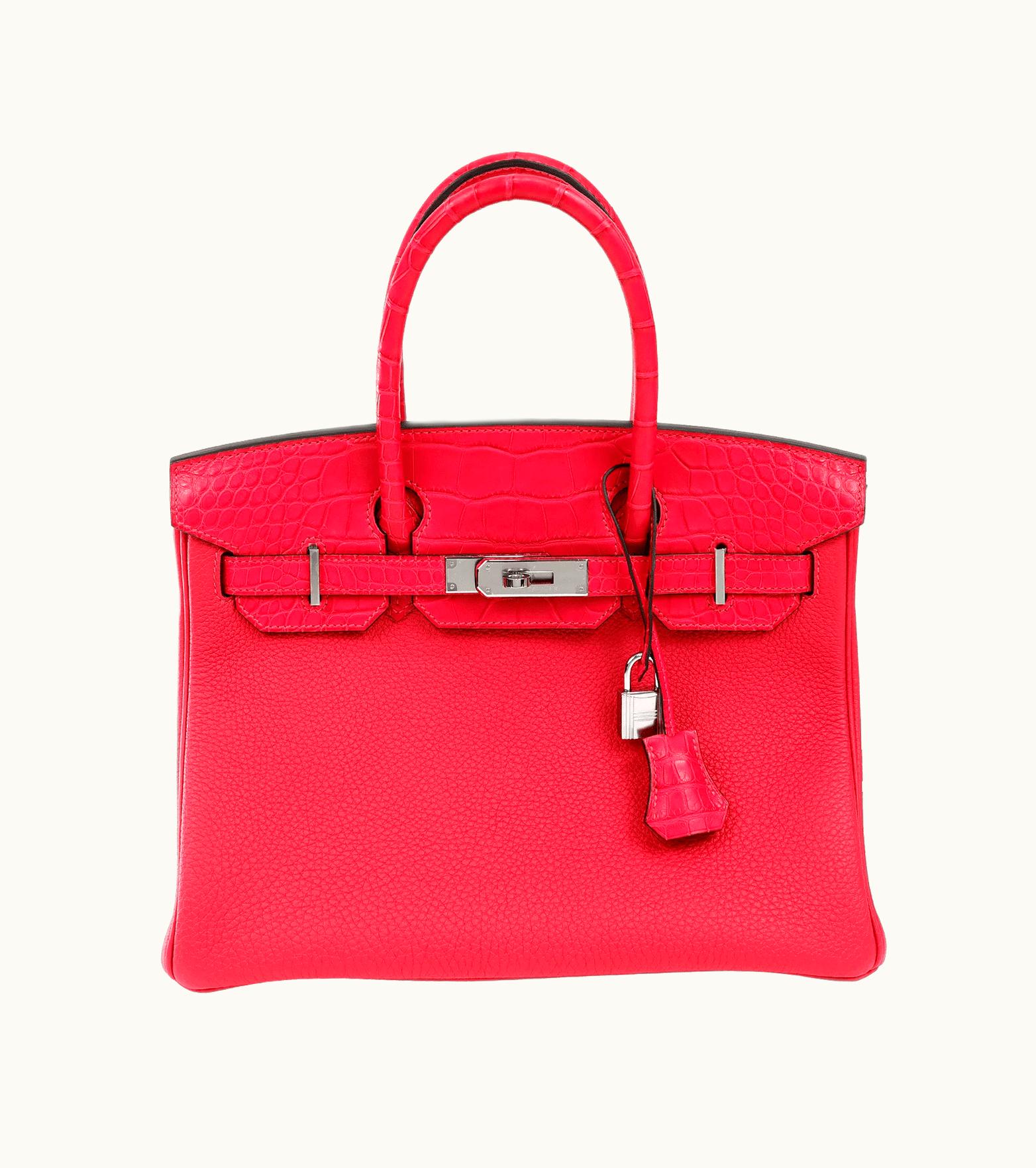 Hermès Hermès Touch - 30cm - Framboise Rose - Croc - Gold (GHW)