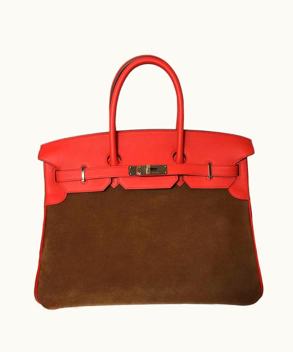 Hermès Hermès Birkin 35cm - Grizzly - Red - Suede - Gold (GHW)