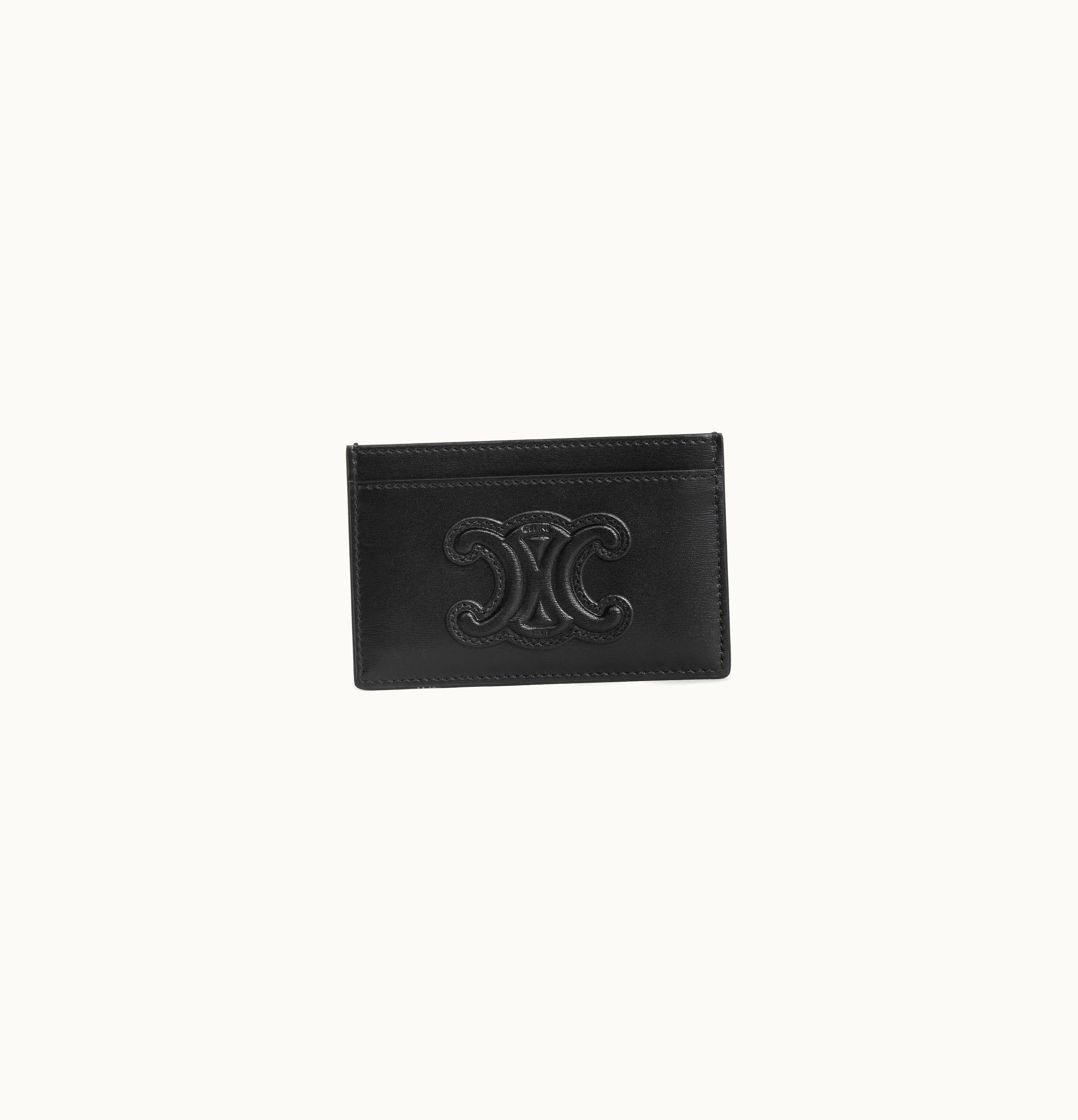 Celine Celine Card Holder In Shiny Calfskin Black