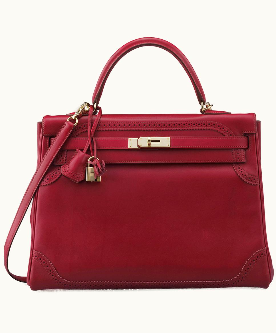 Hermès Hermès Kelly Ghillies - Red - Leather - Gold (GHW)