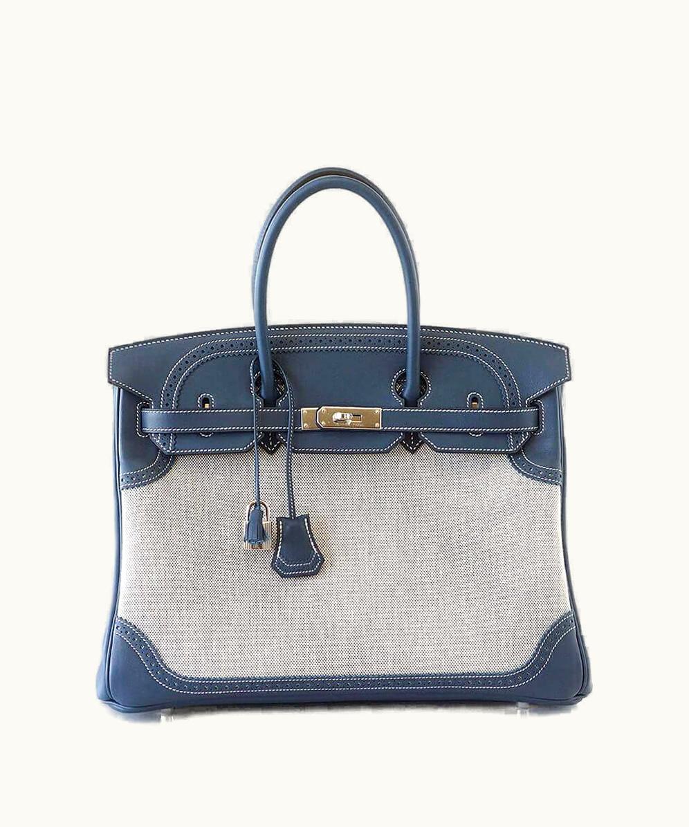 Hermès Hermès Birkin Ghillies 35cm Blue - Swift - Gold (GHW)