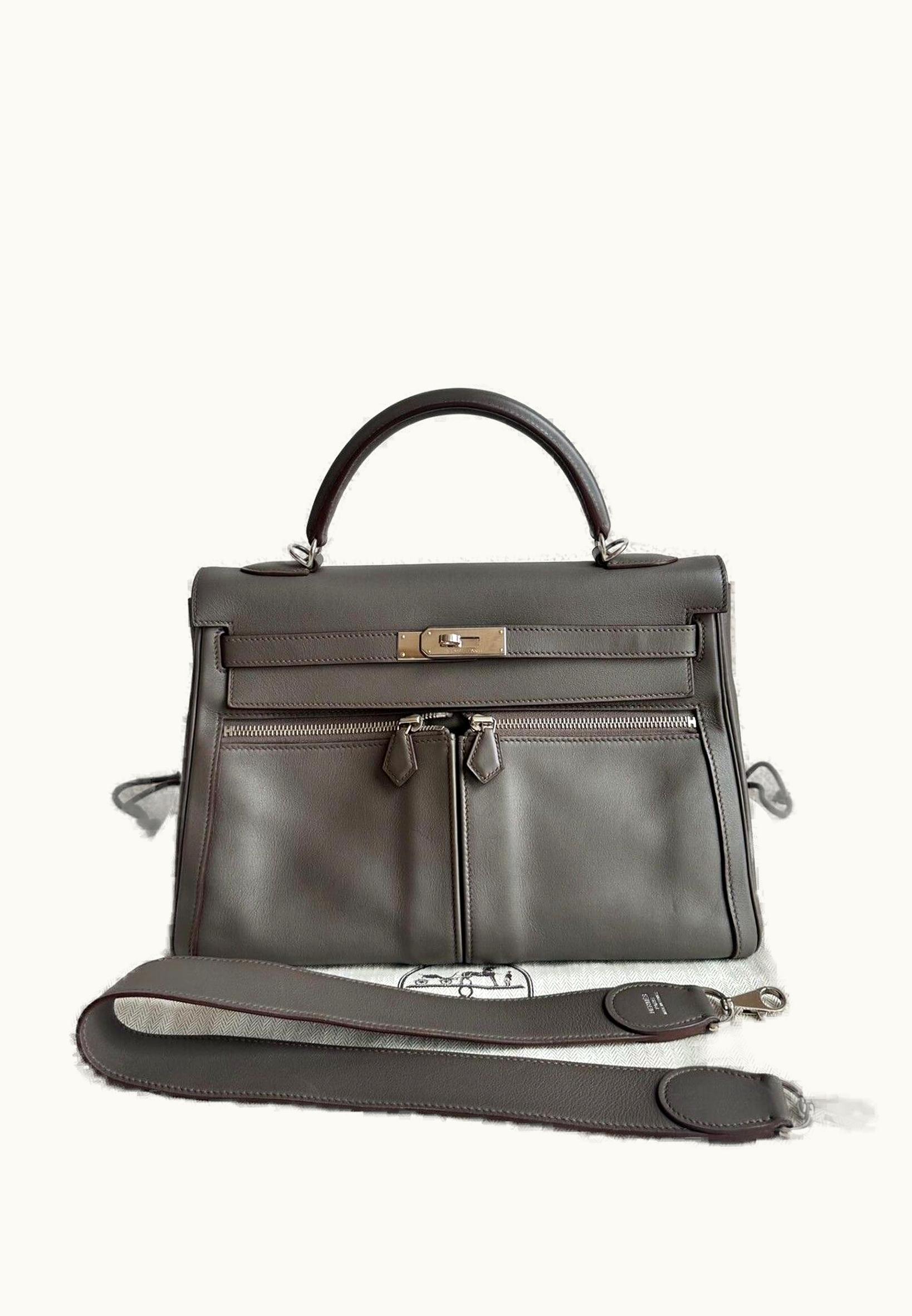 Hermès Hermès Kelly Lakis 32cm Bag Etain Swift - Black - Gold (GHW)
