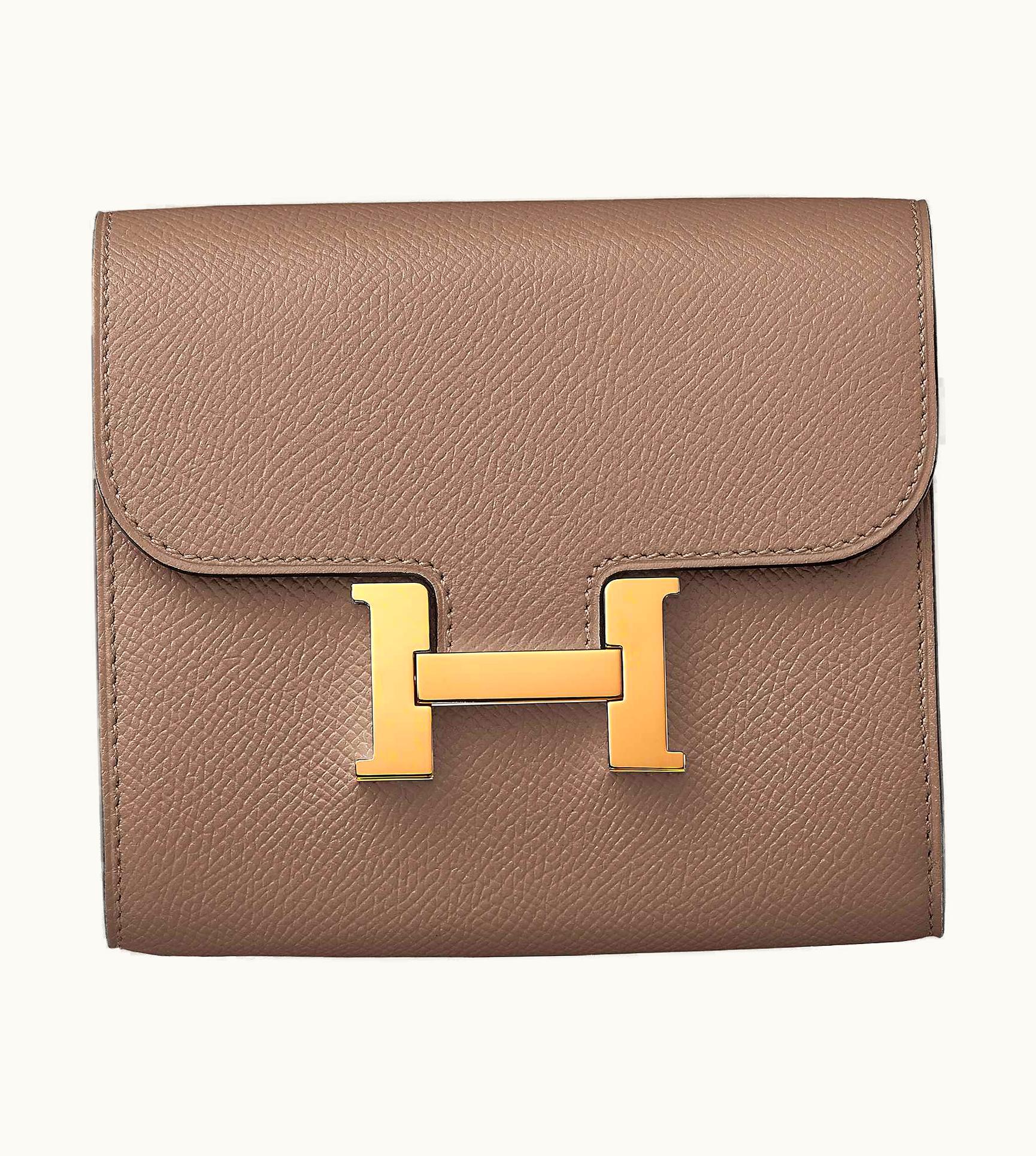Hermès Hermès Constance Compact Wallet - Étoupe - Leather - Gold (GHW)