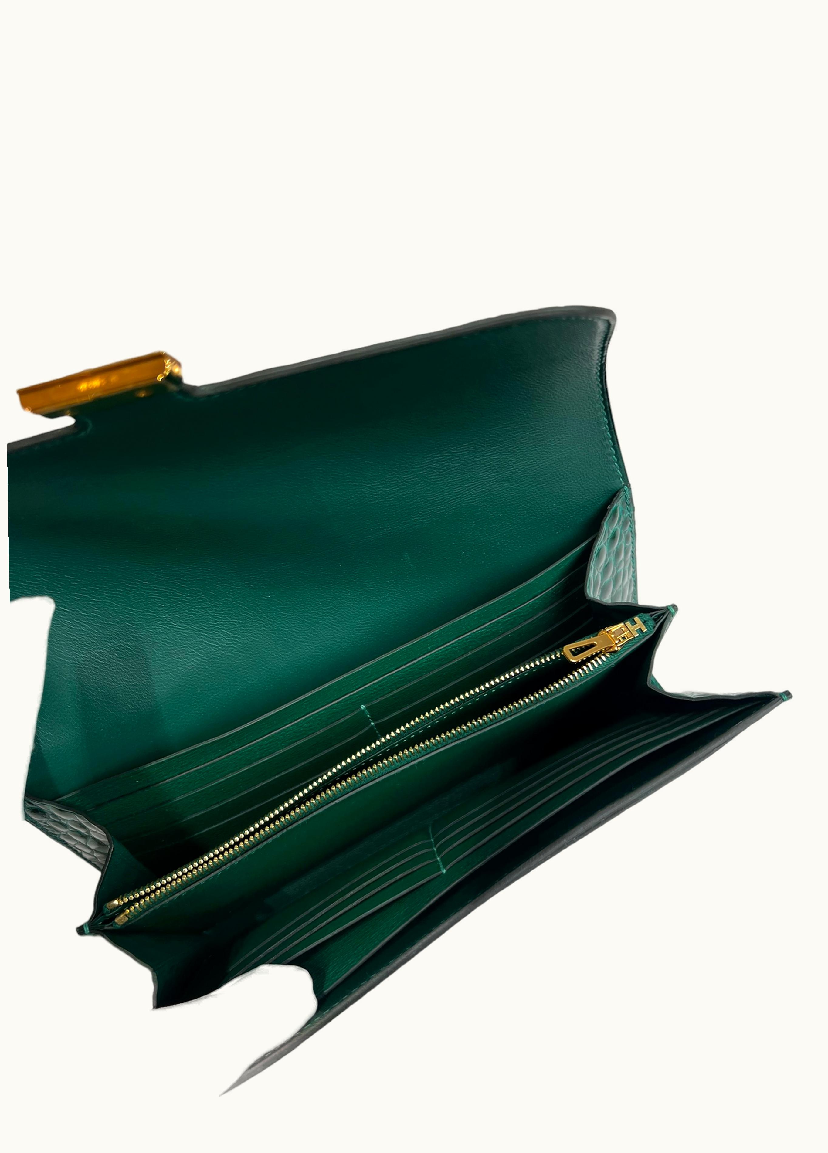 Hermès Hermès Constance Elan Wallet Vert Epsom Gold (GHW)