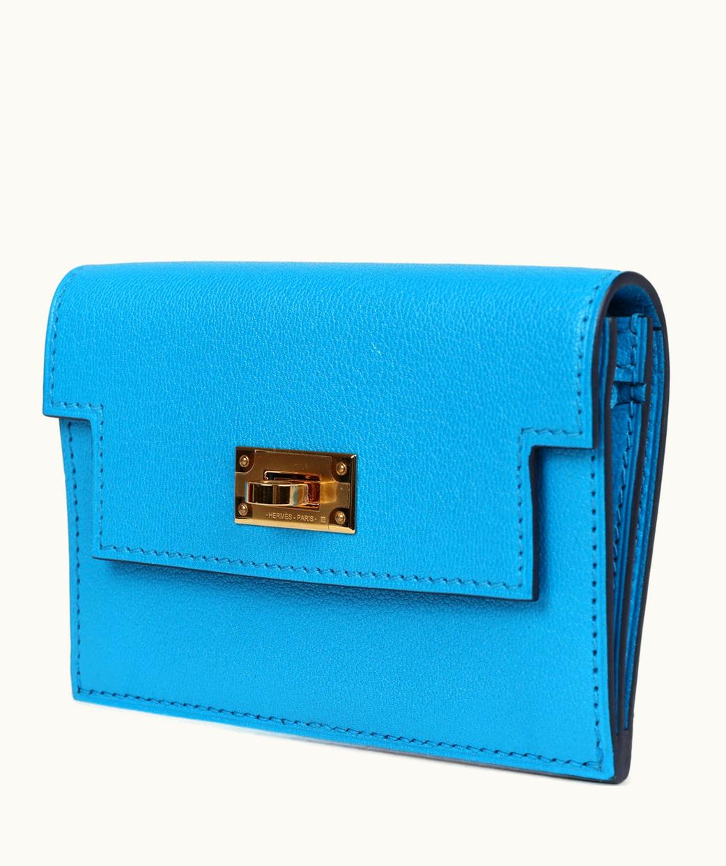 Hermès Hermès Kelly Pocket Slim Wallet - Bleu - Togo Leather - Palladium (PHW)