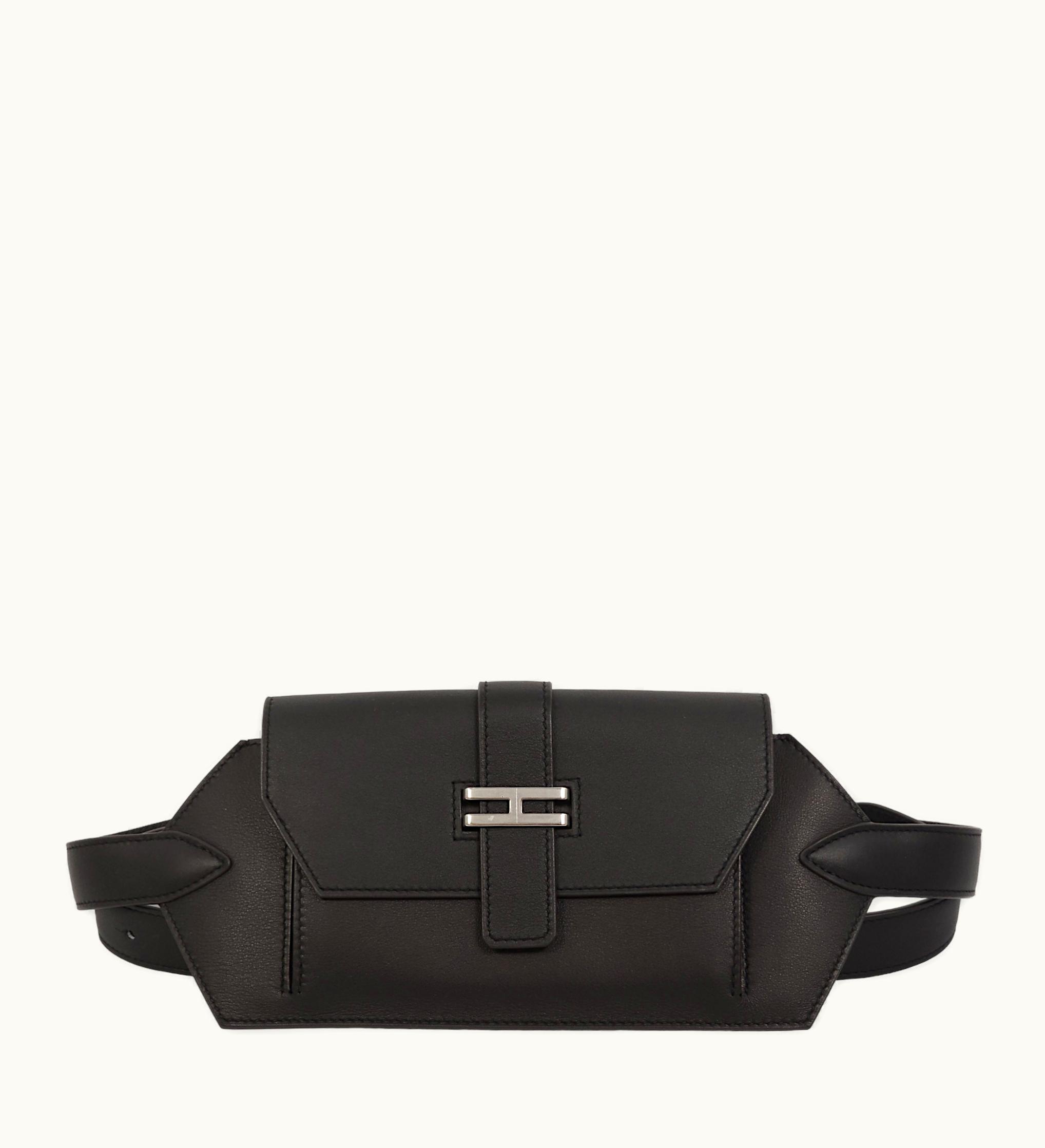 Hermès Elan Pocket 24cm Medium Noir in Swift Leather with Gold (GHW)