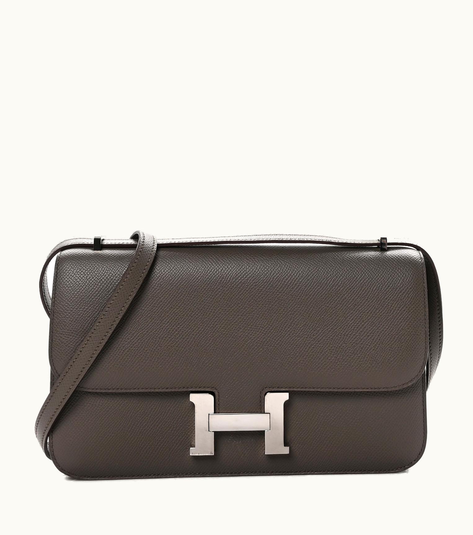 Hermès Epsom Constance Elan 25cm Etain Gray Leather Silver
