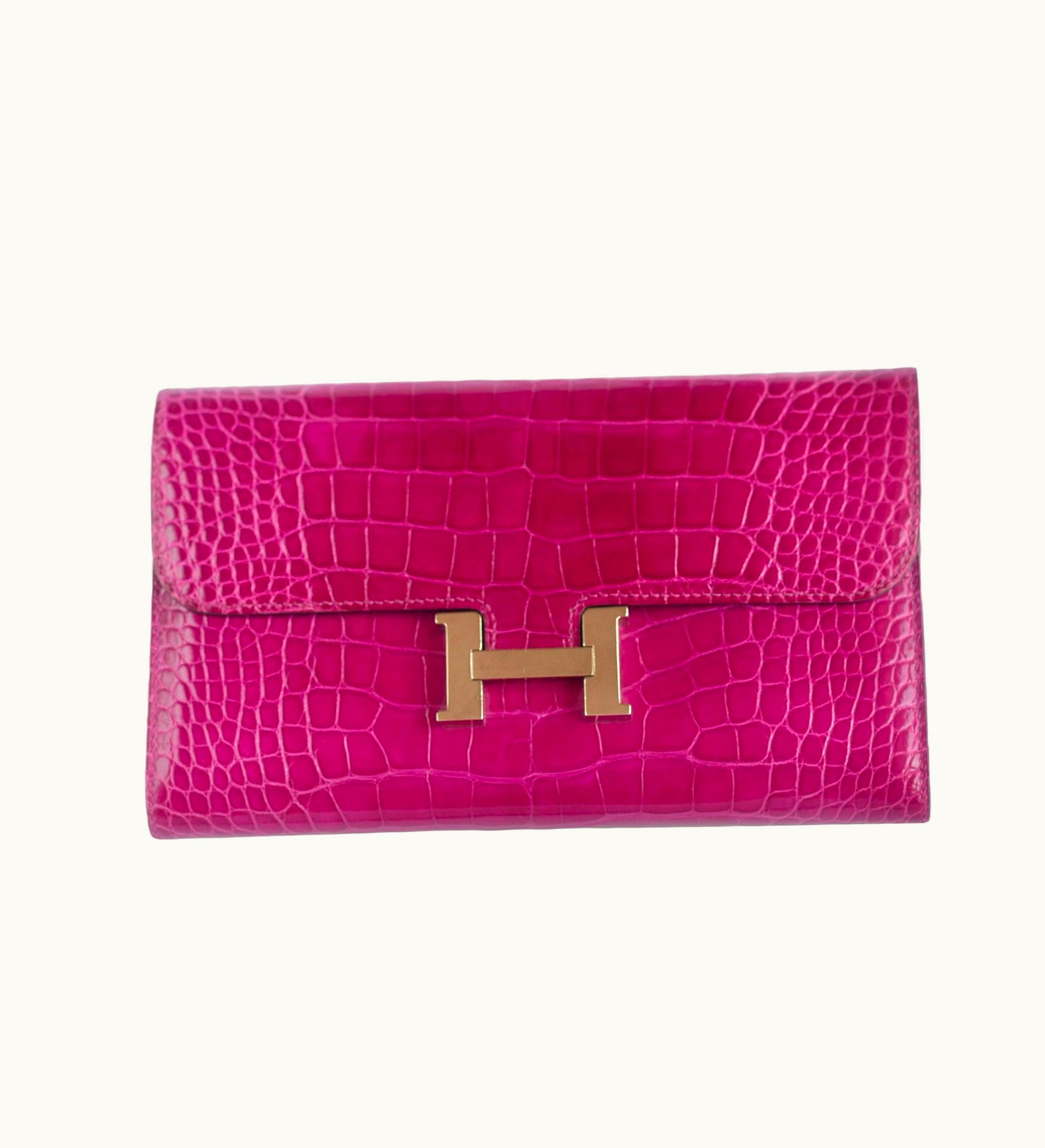 Hermès Constance Wallet - Shiny Pink - Leather